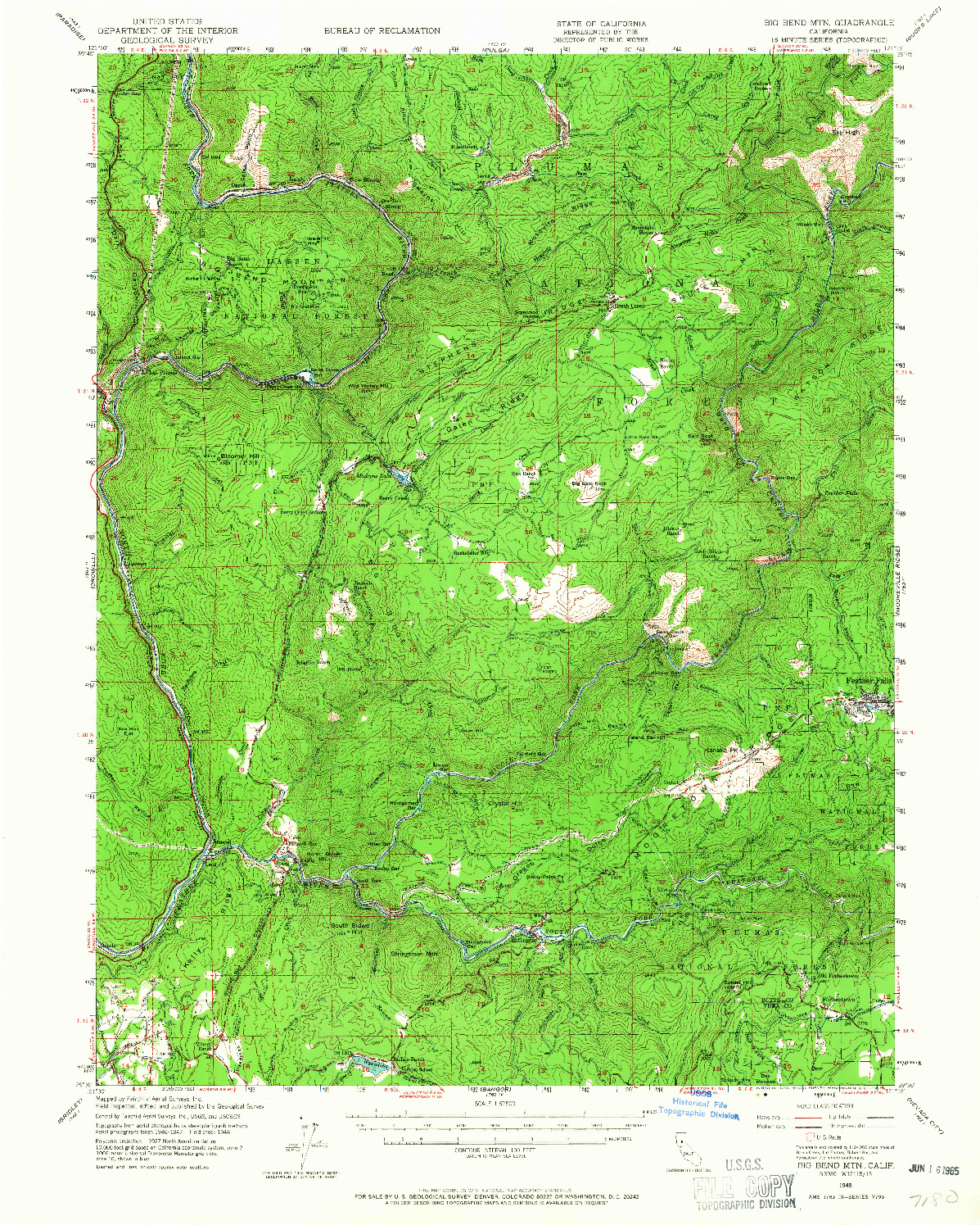USGS 1:62500-SCALE QUADRANGLE FOR BIG BEND MTN, CA 1948