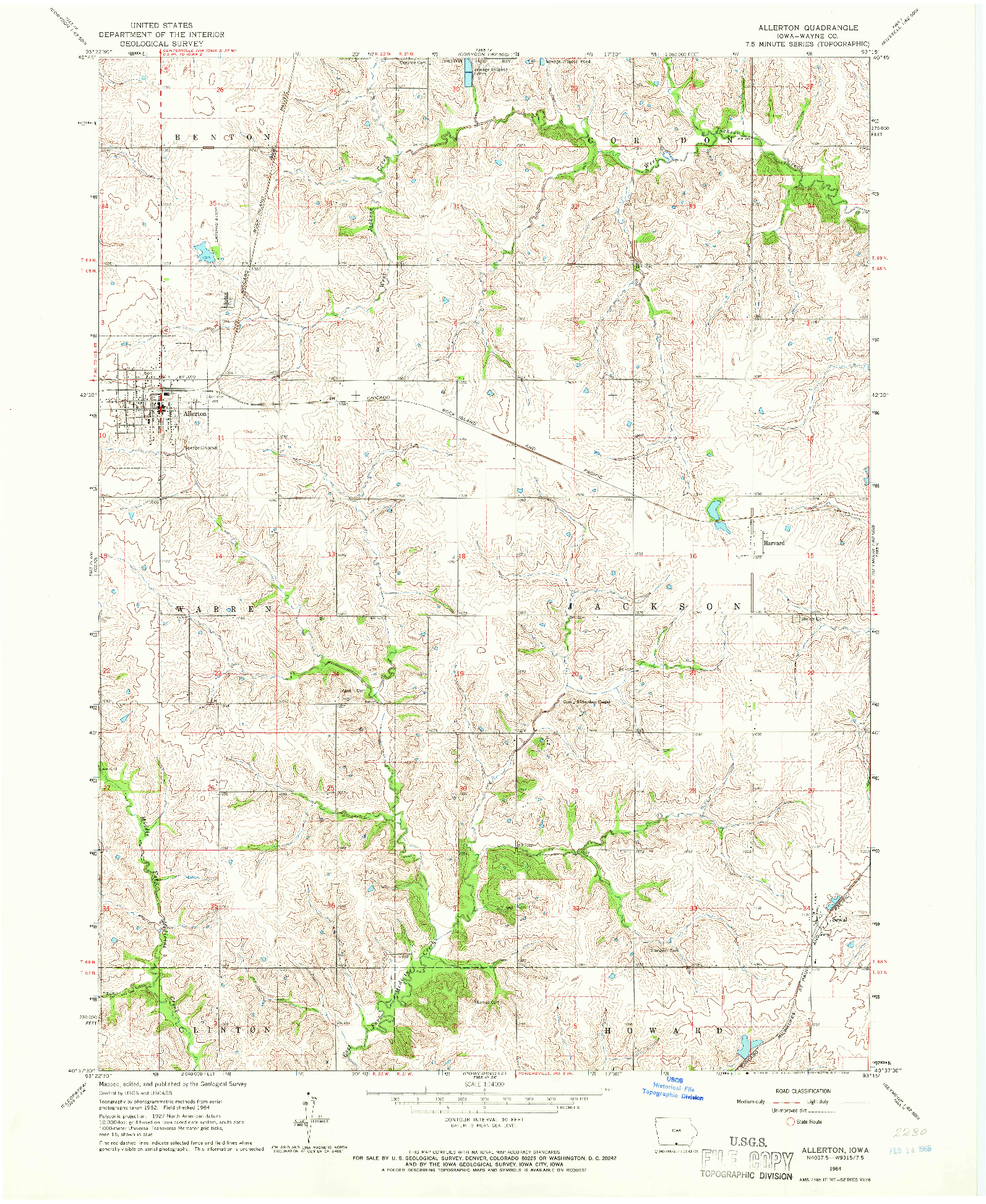 USGS 1:24000-SCALE QUADRANGLE FOR ALLERTON, IA 1964