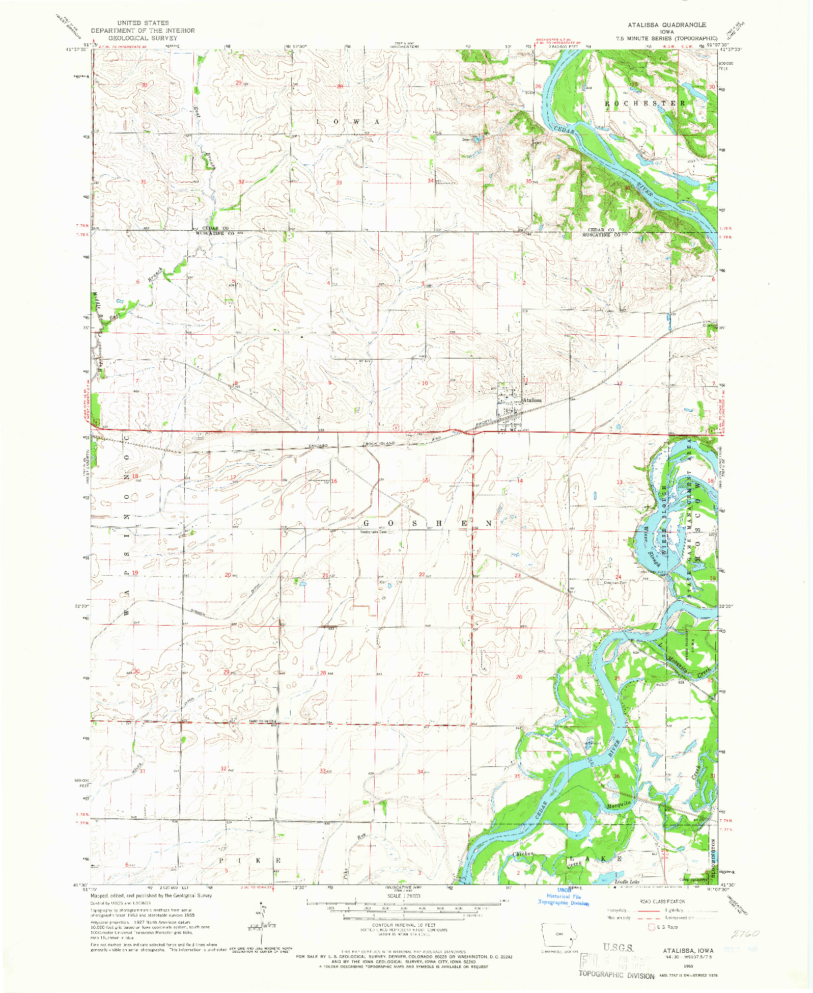 USGS 1:24000-SCALE QUADRANGLE FOR ATALISSA, IA 1965