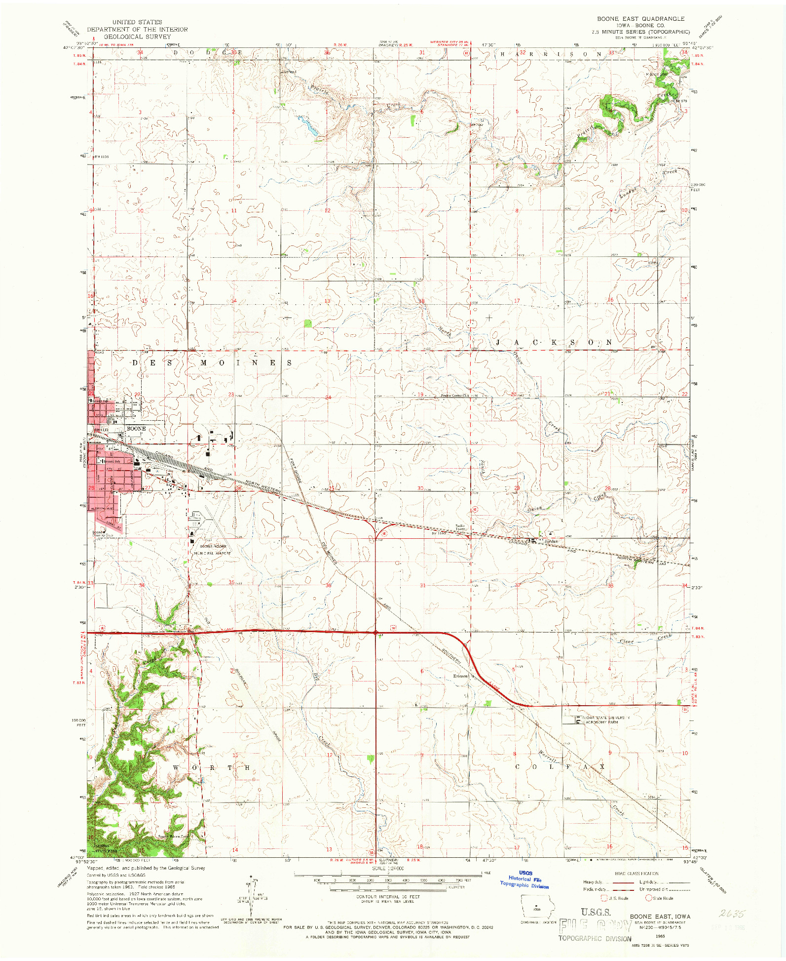 USGS 1:24000-SCALE QUADRANGLE FOR BOONE EAST, IA 1965