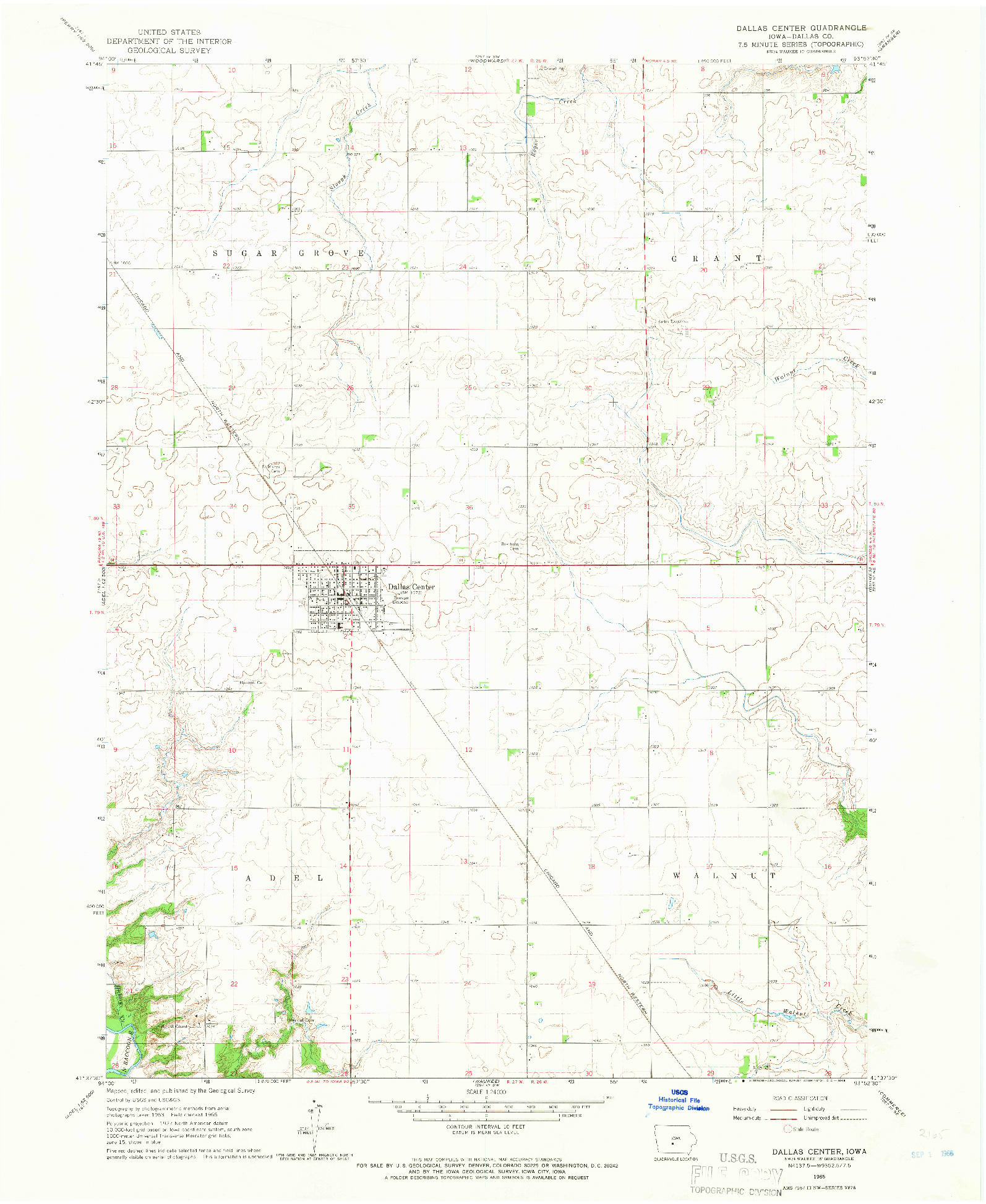 USGS 1:24000-SCALE QUADRANGLE FOR DALLAS CENTER, IA 1965