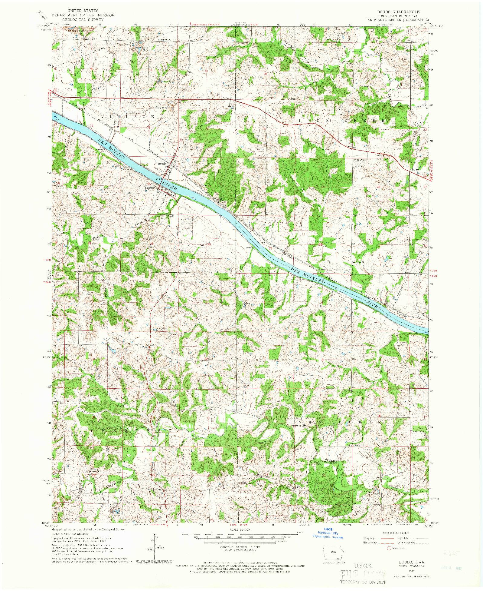 USGS 1:24000-SCALE QUADRANGLE FOR DOUDS, IA 1965