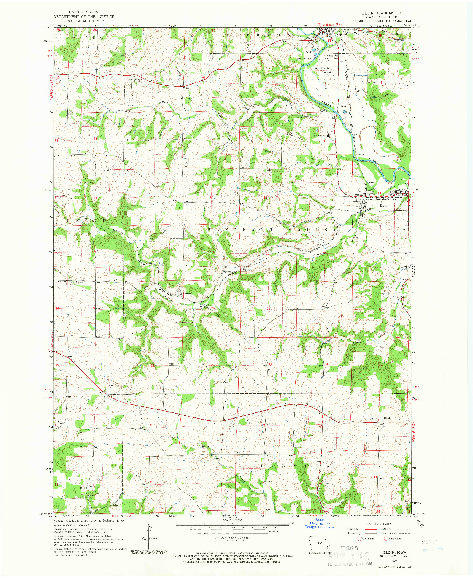 USGS 1:24000-SCALE QUADRANGLE FOR ELGIN, IA 1965