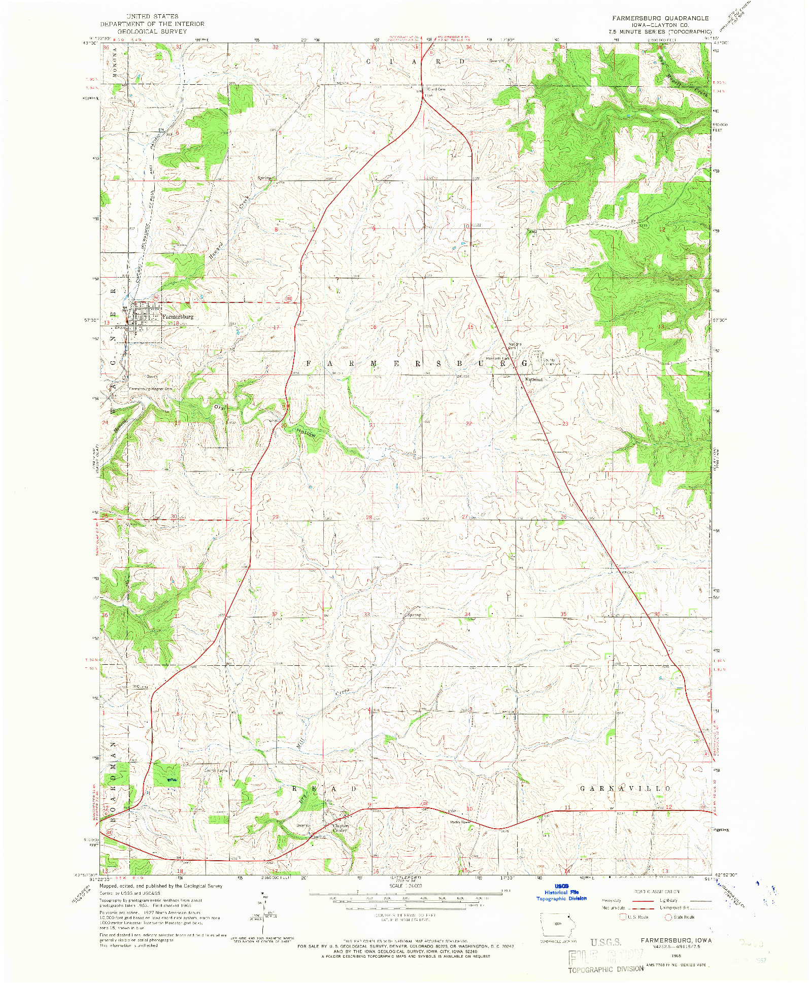 USGS 1:24000-SCALE QUADRANGLE FOR FARMERSBURG, IA 1965