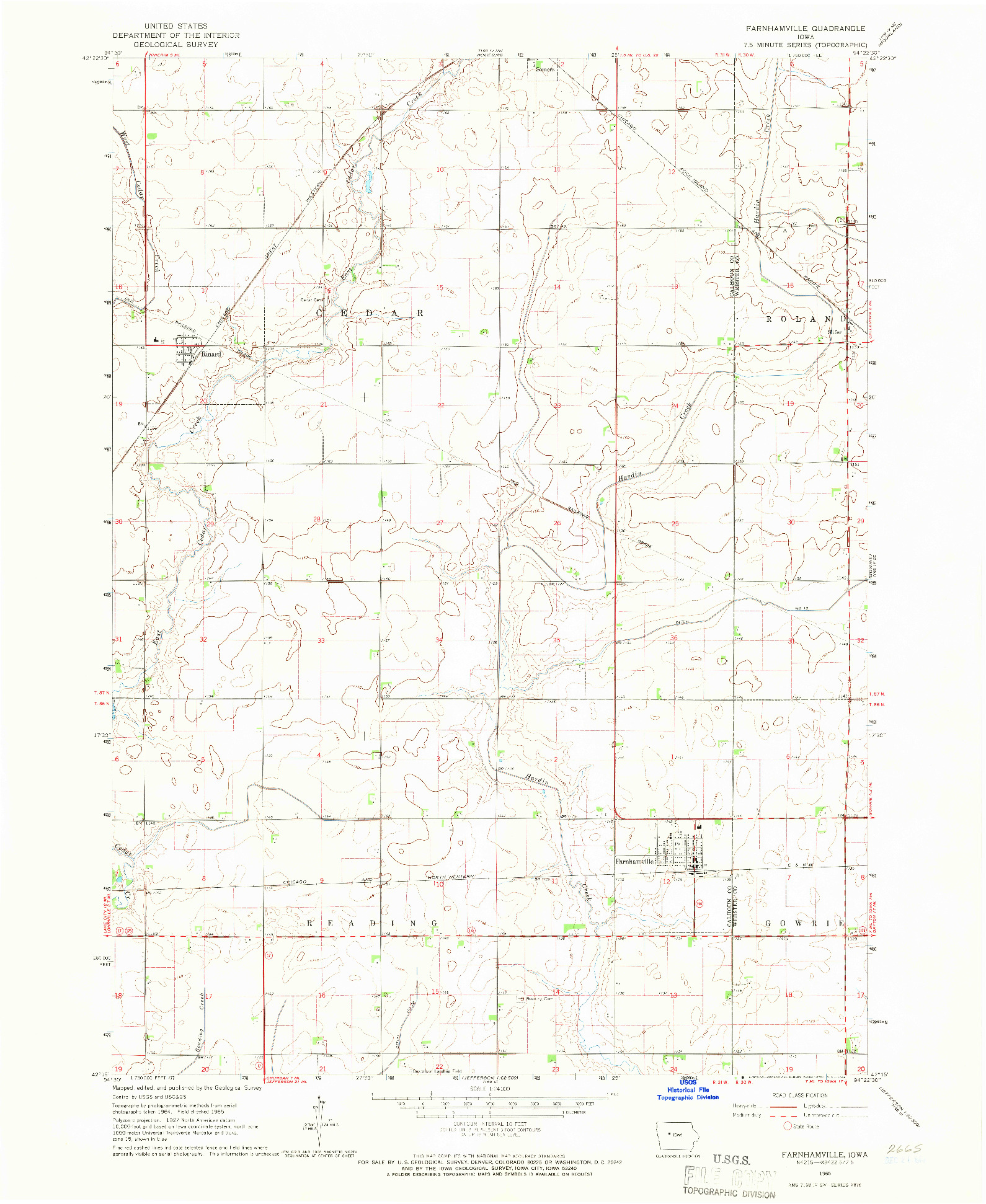 USGS 1:24000-SCALE QUADRANGLE FOR FARNHAMVILLE, IA 1965
