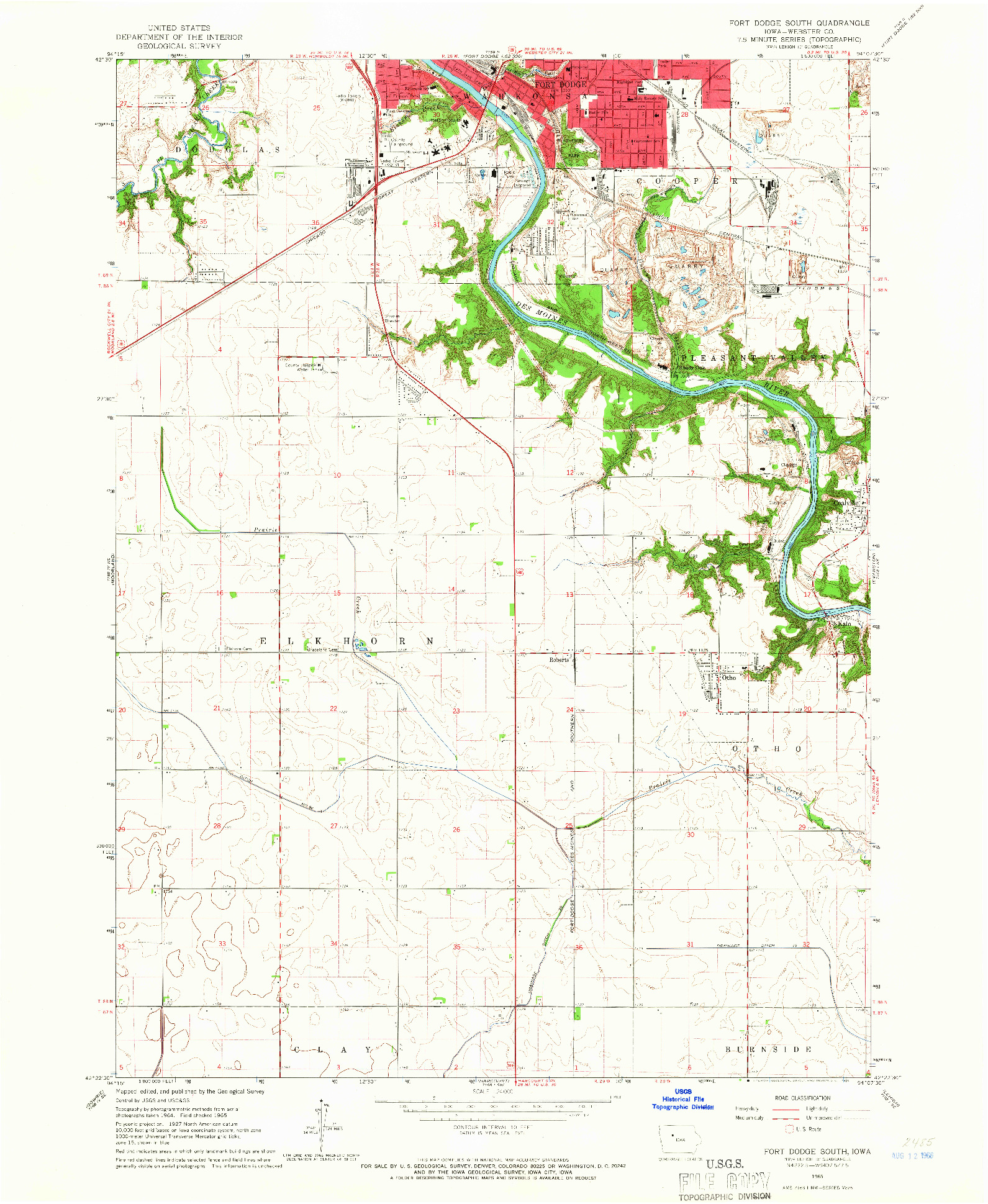 USGS 1:24000-SCALE QUADRANGLE FOR FORT DODGE SOUTH, IA 1965