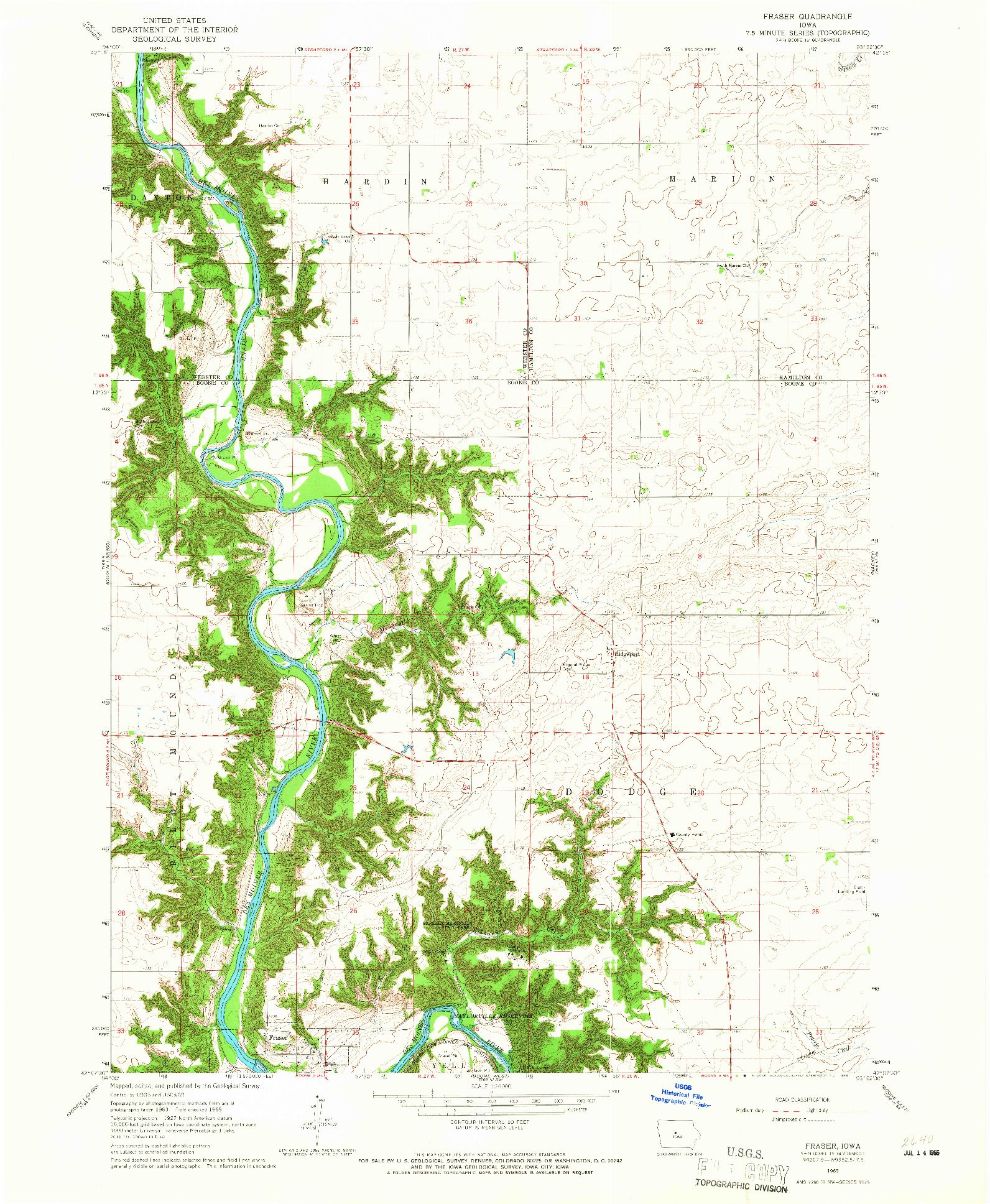 USGS 1:24000-SCALE QUADRANGLE FOR FRASER, IA 1965