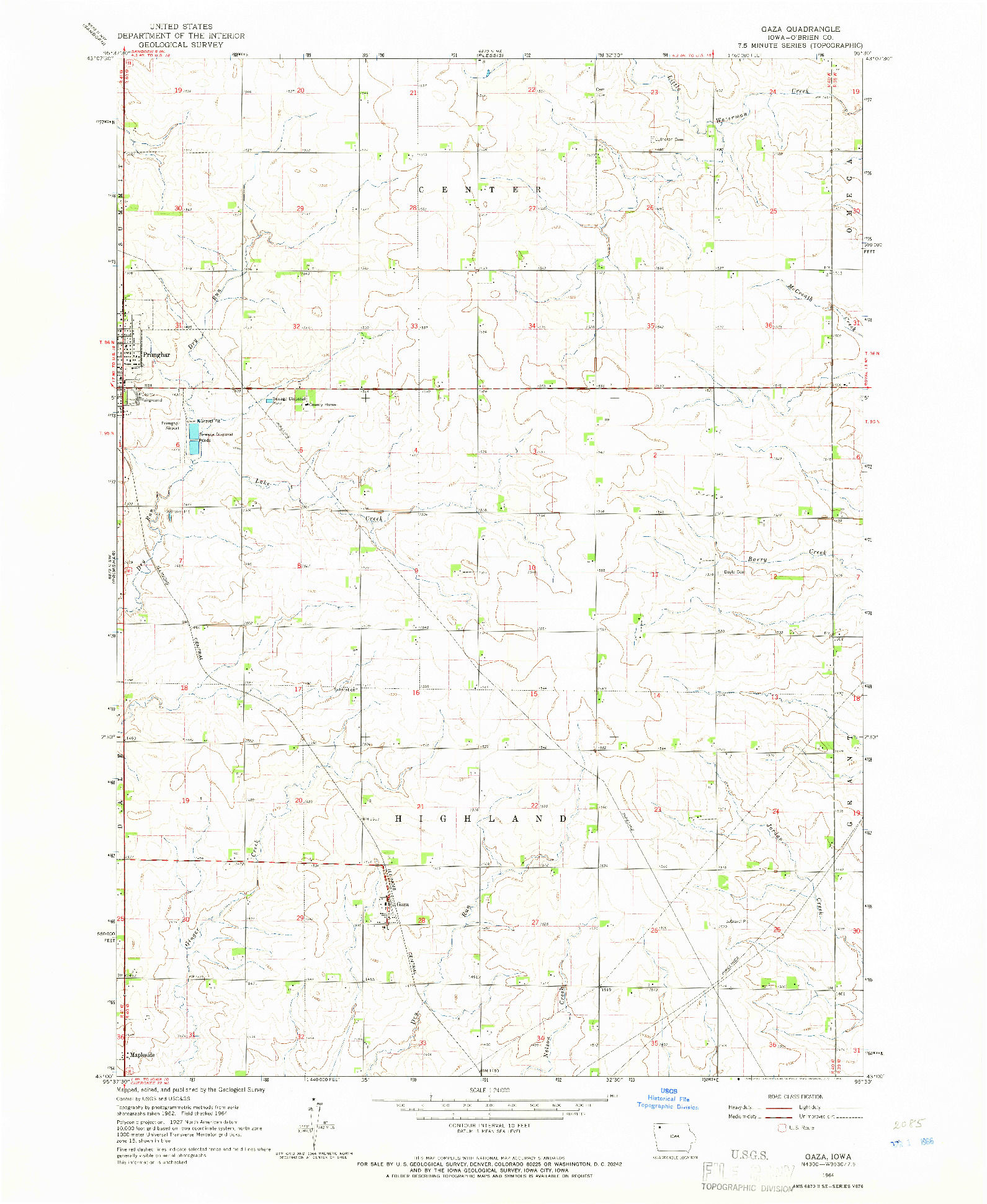 USGS 1:24000-SCALE QUADRANGLE FOR GAZA, IA 1964