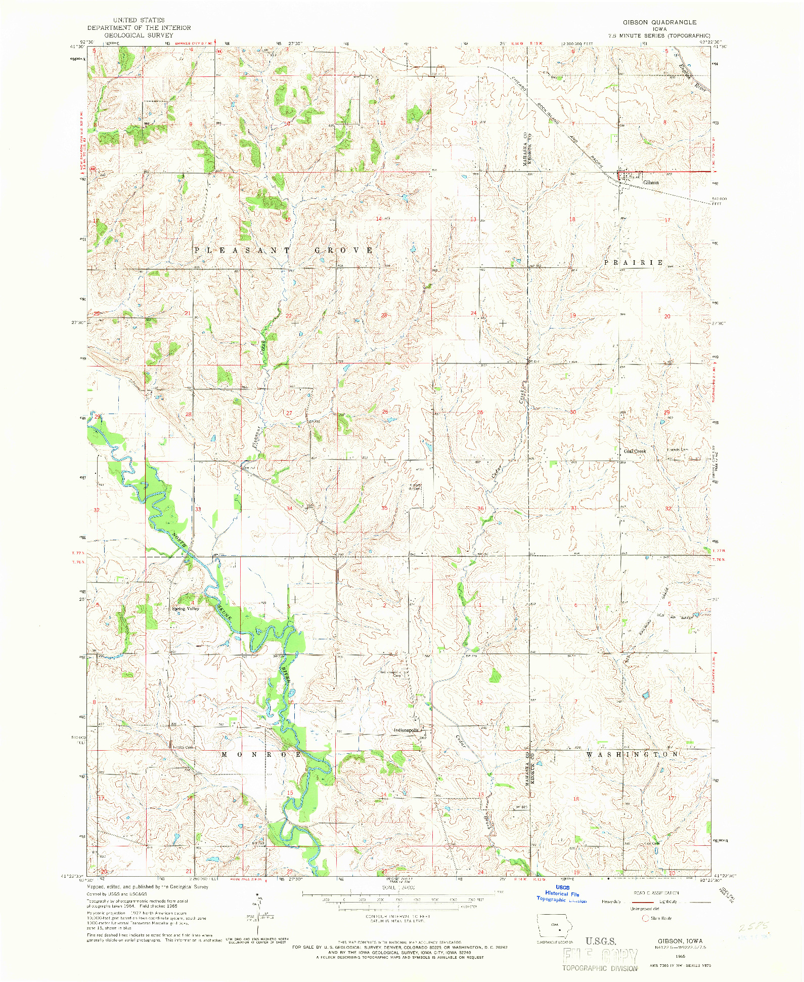 USGS 1:24000-SCALE QUADRANGLE FOR GIBSON, IA 1965