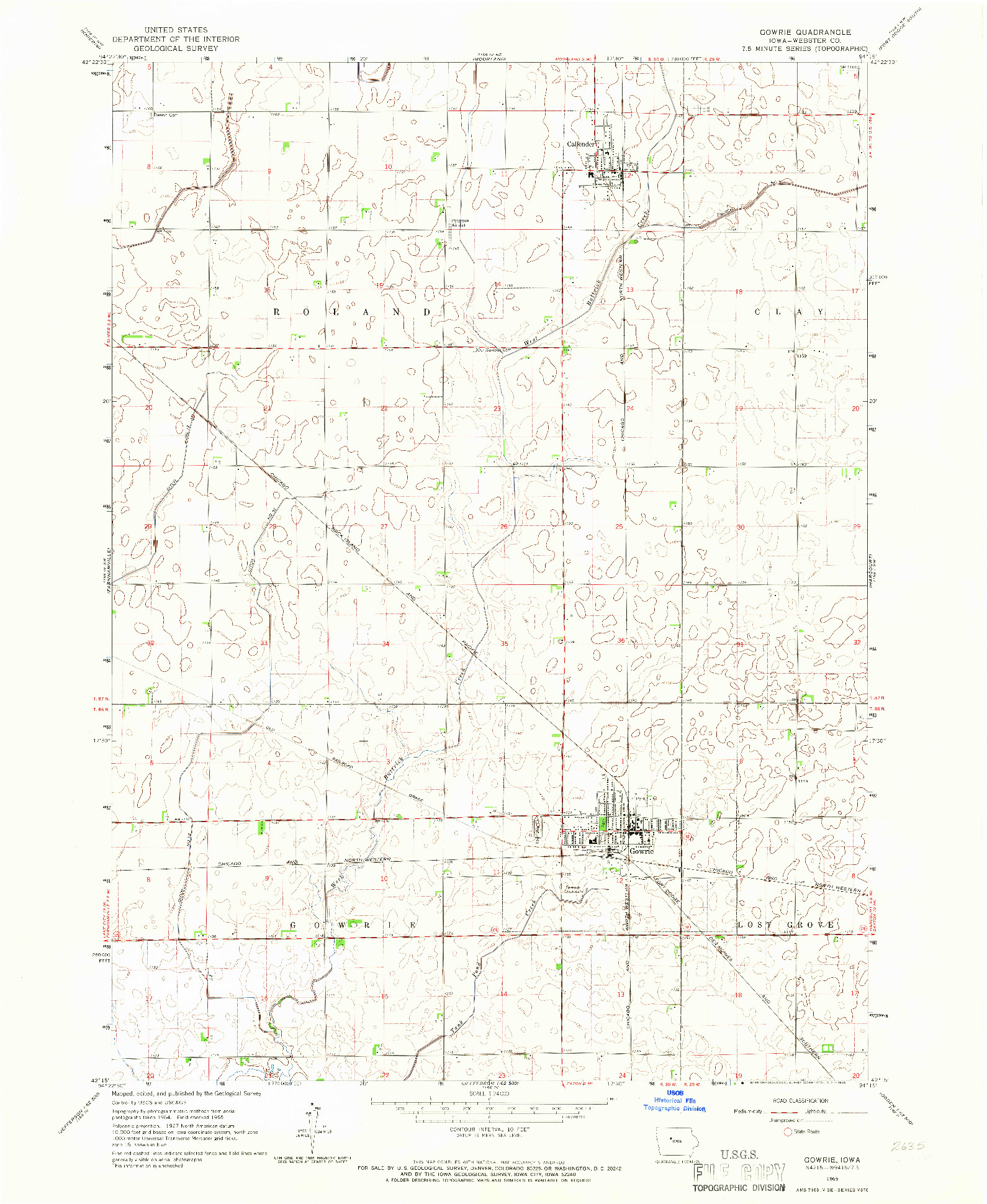 USGS 1:24000-SCALE QUADRANGLE FOR GOWRIE, IA 1965