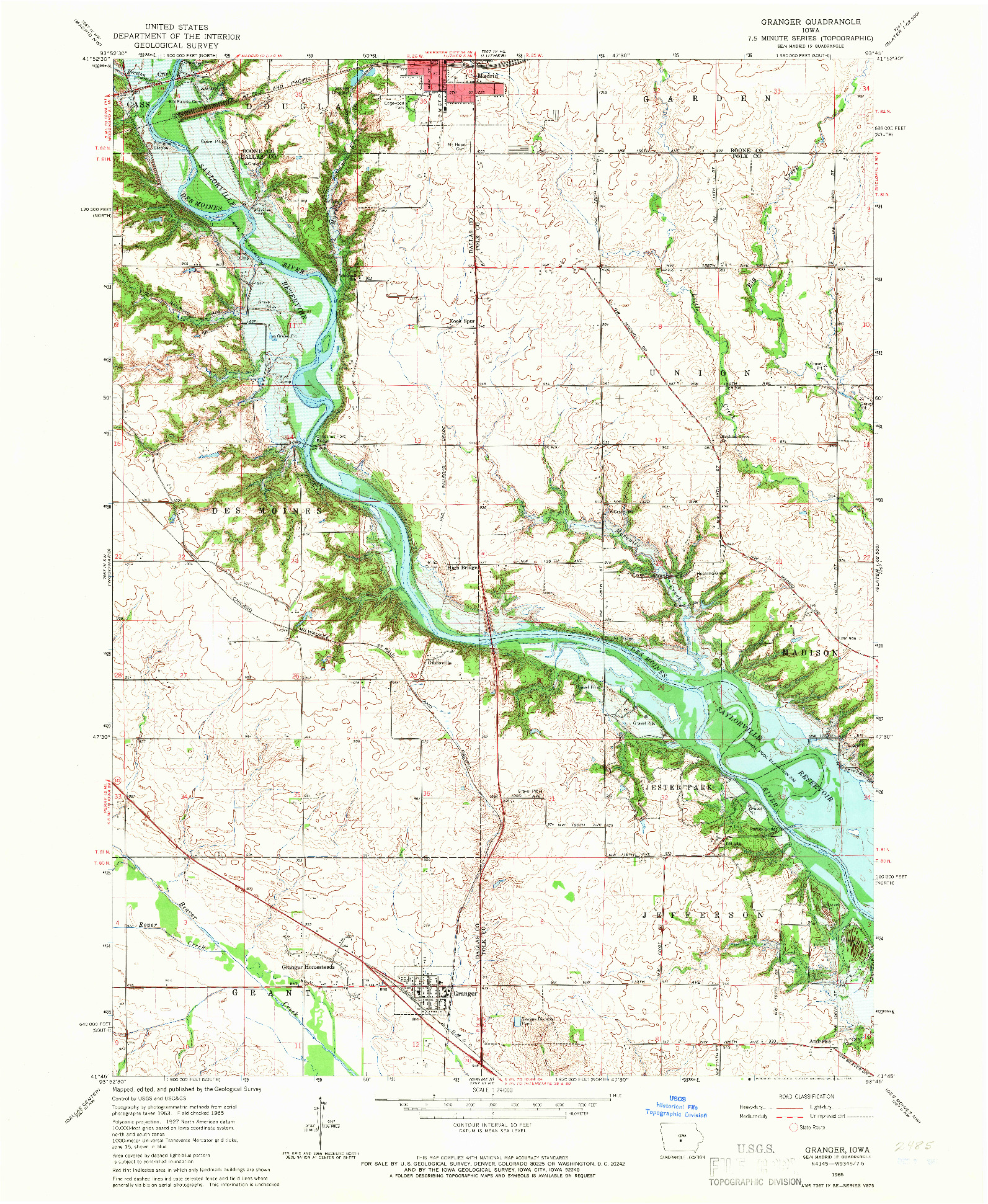 USGS 1:24000-SCALE QUADRANGLE FOR GRANGER, IA 1965