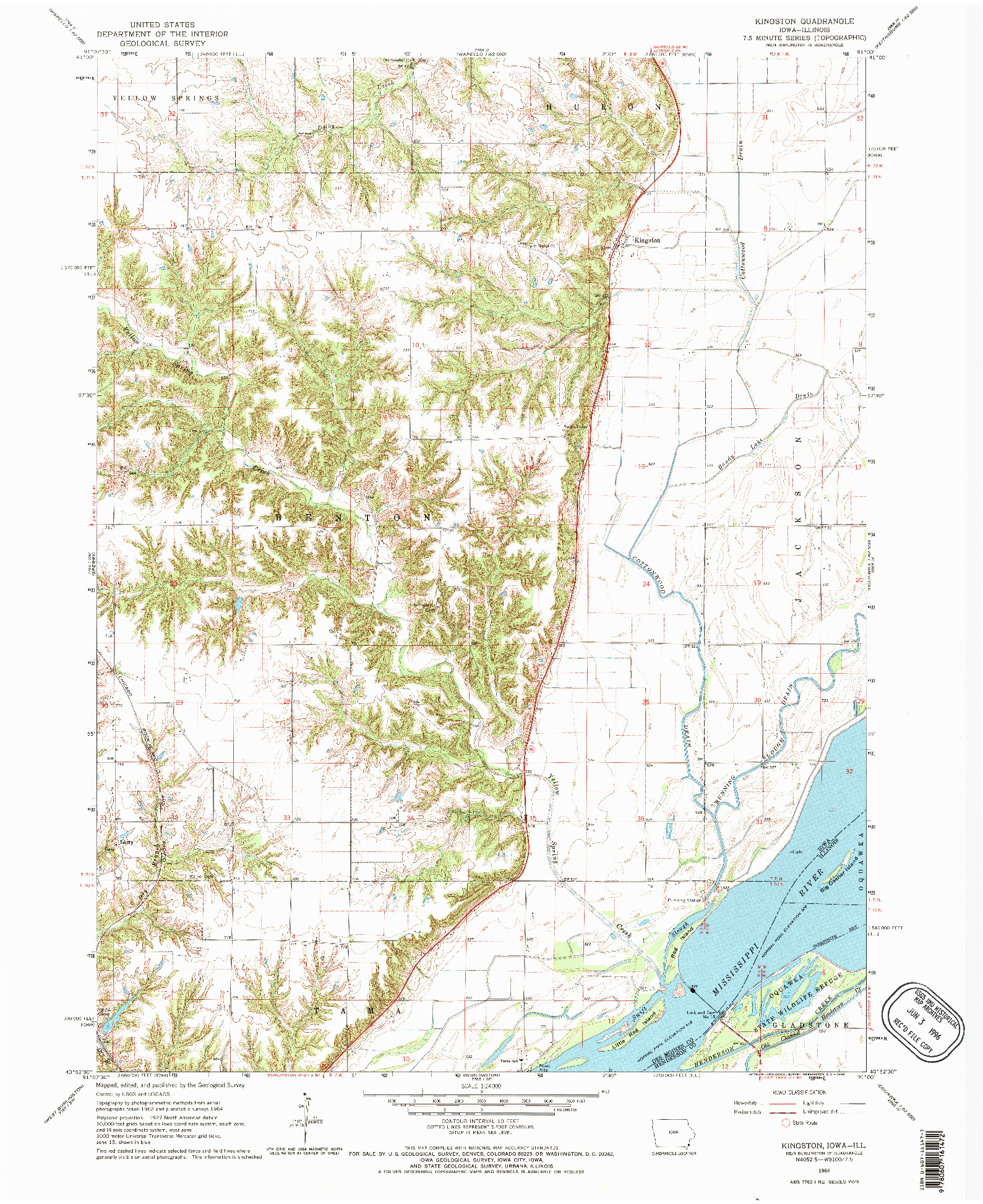 USGS 1:24000-SCALE QUADRANGLE FOR KINGSTON, IA 1964