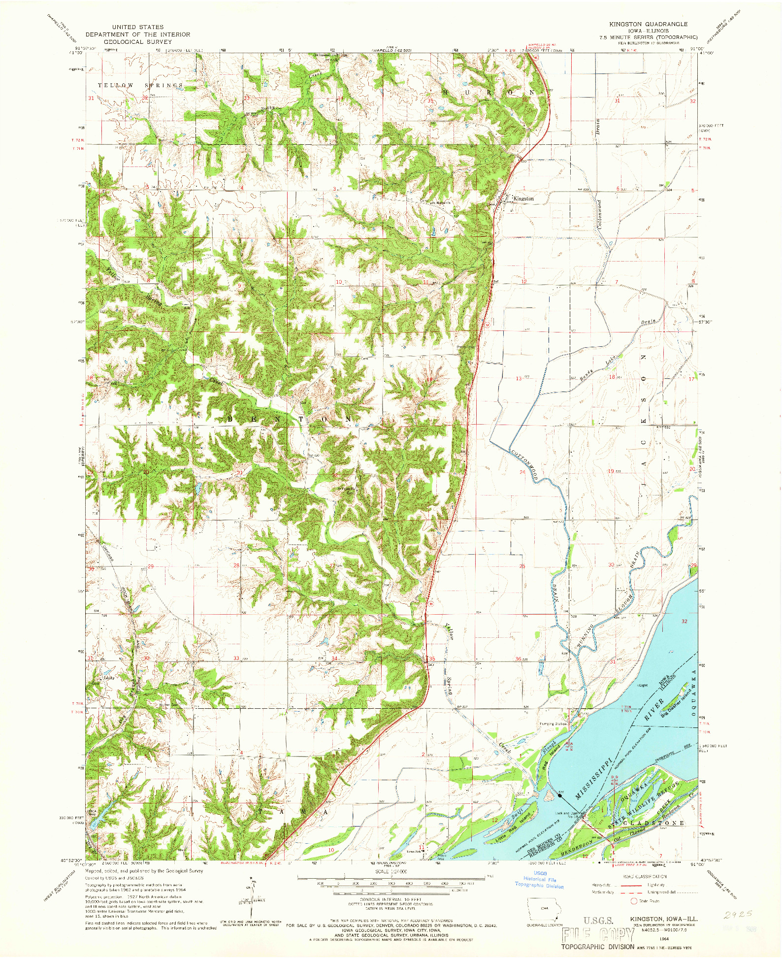 USGS 1:24000-SCALE QUADRANGLE FOR KINGSTON, IA 1964