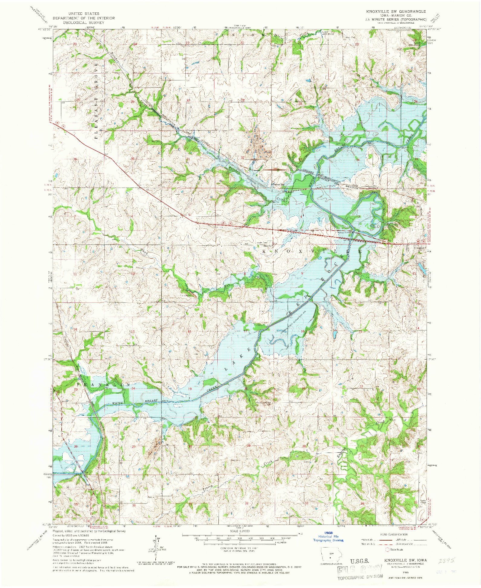 USGS 1:24000-SCALE QUADRANGLE FOR KNOXVILLE SW, IA 1965