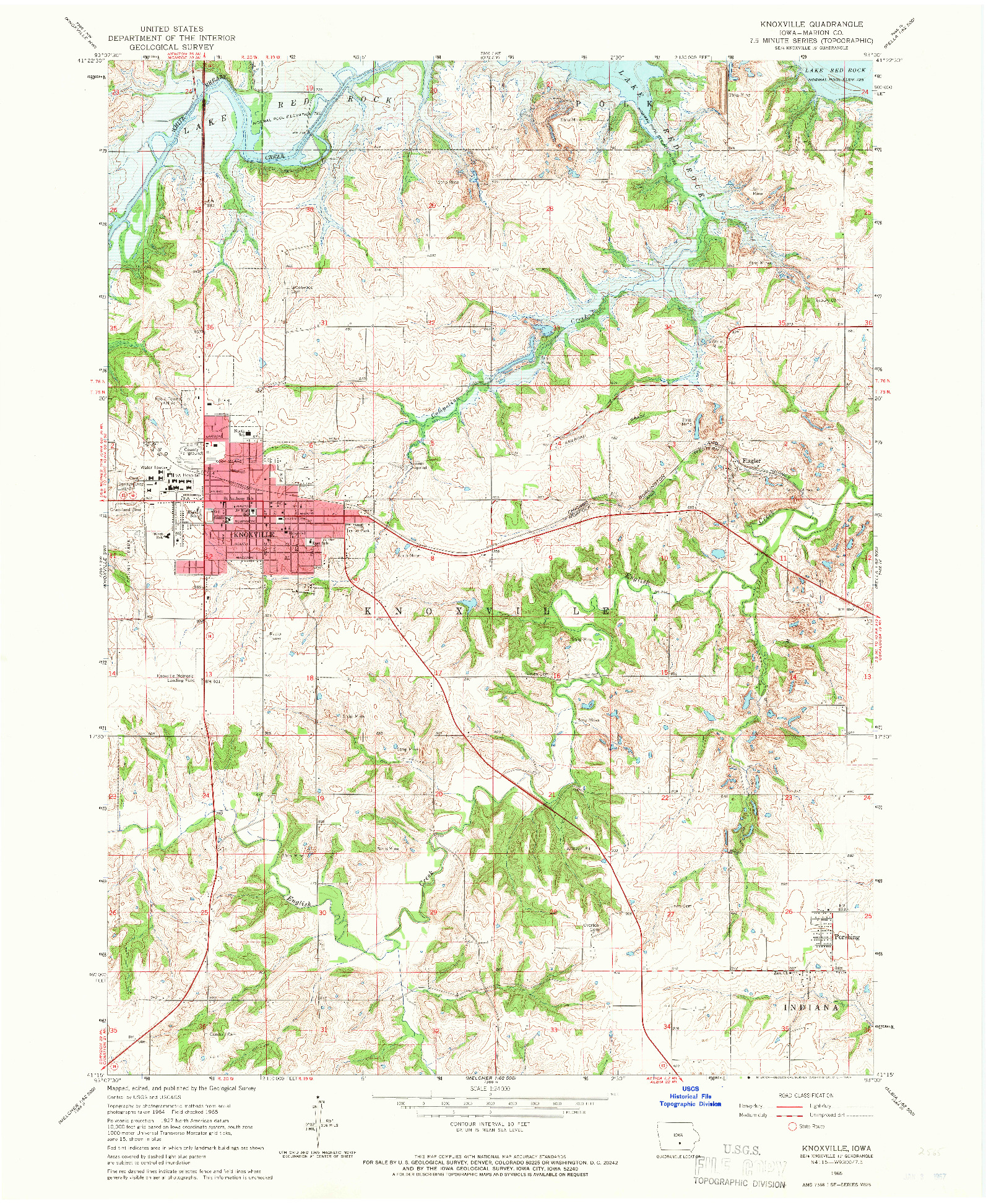 USGS 1:24000-SCALE QUADRANGLE FOR KNOXVILLE, IA 1965