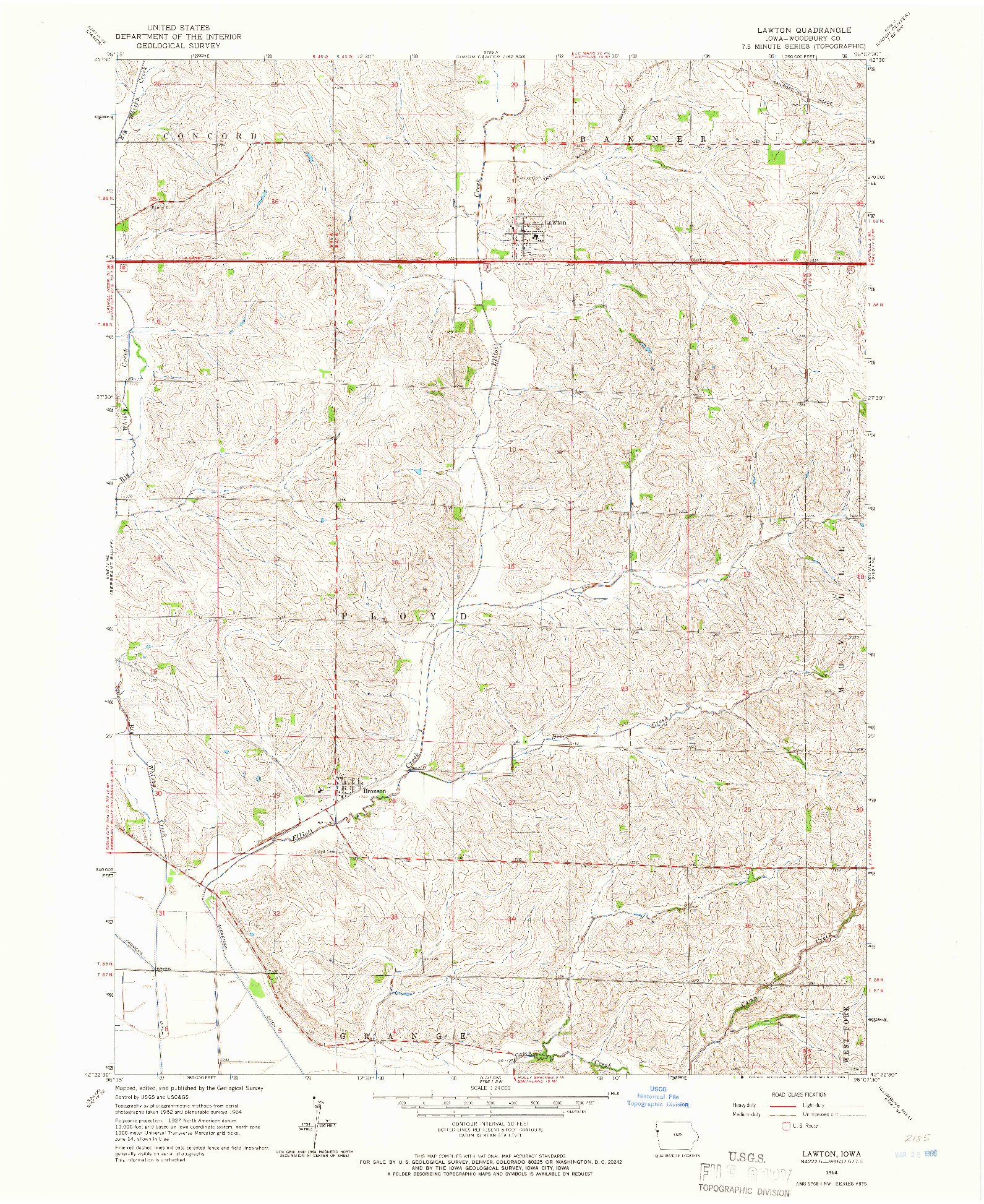 USGS 1:24000-SCALE QUADRANGLE FOR LAWTON, IA 1964