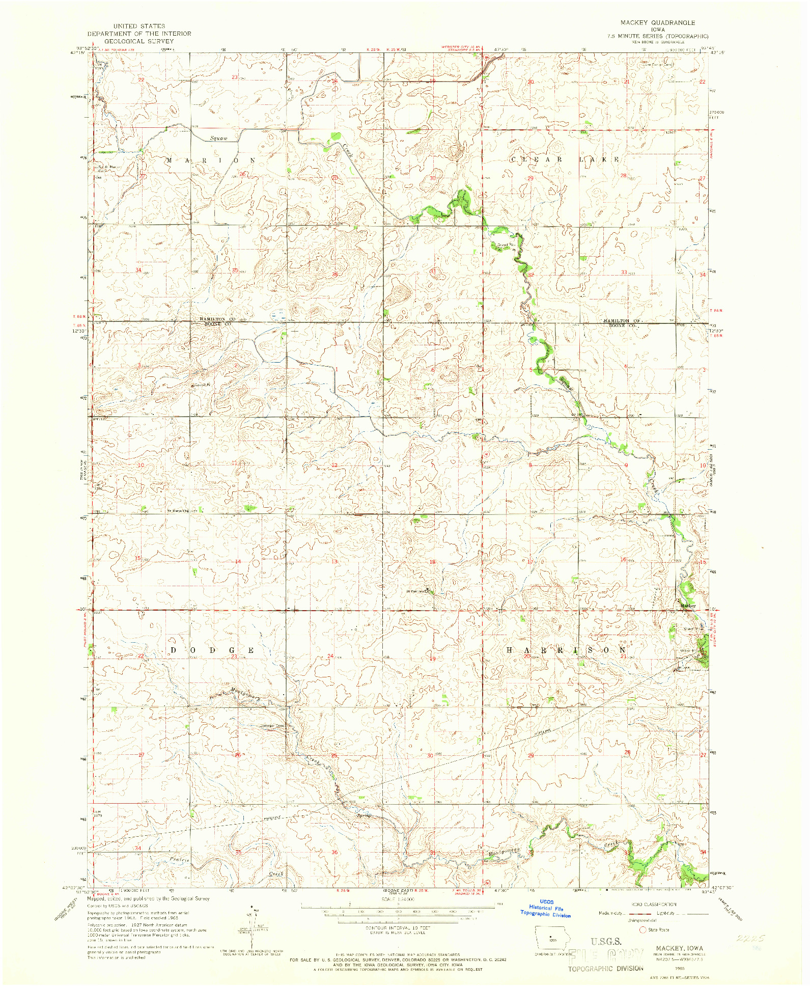 USGS 1:24000-SCALE QUADRANGLE FOR MACKEY, IA 1965