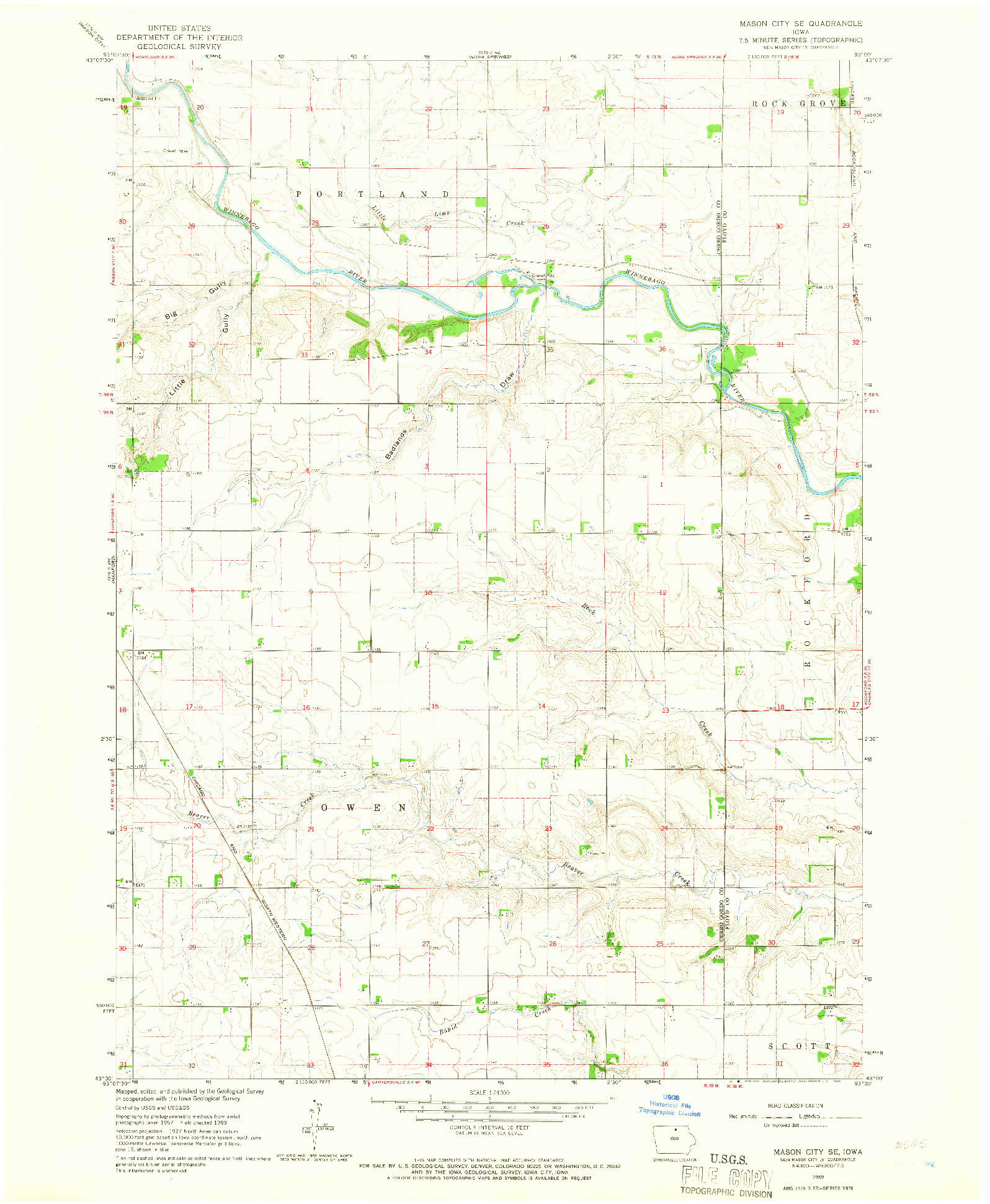 USGS 1:24000-SCALE QUADRANGLE FOR MASON CITY SE, IA 1959