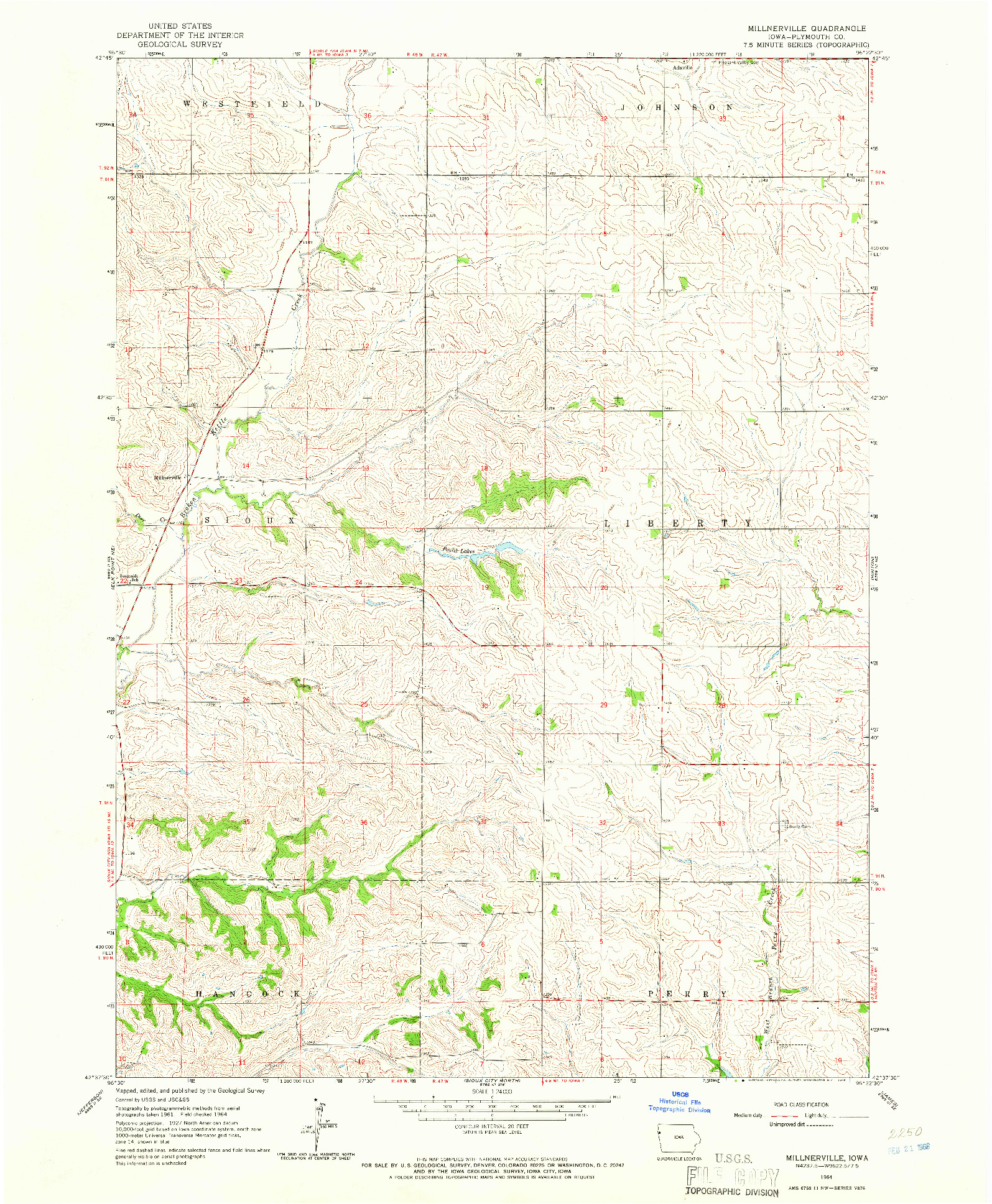 USGS 1:24000-SCALE QUADRANGLE FOR MILLNERVILLE, IA 1964