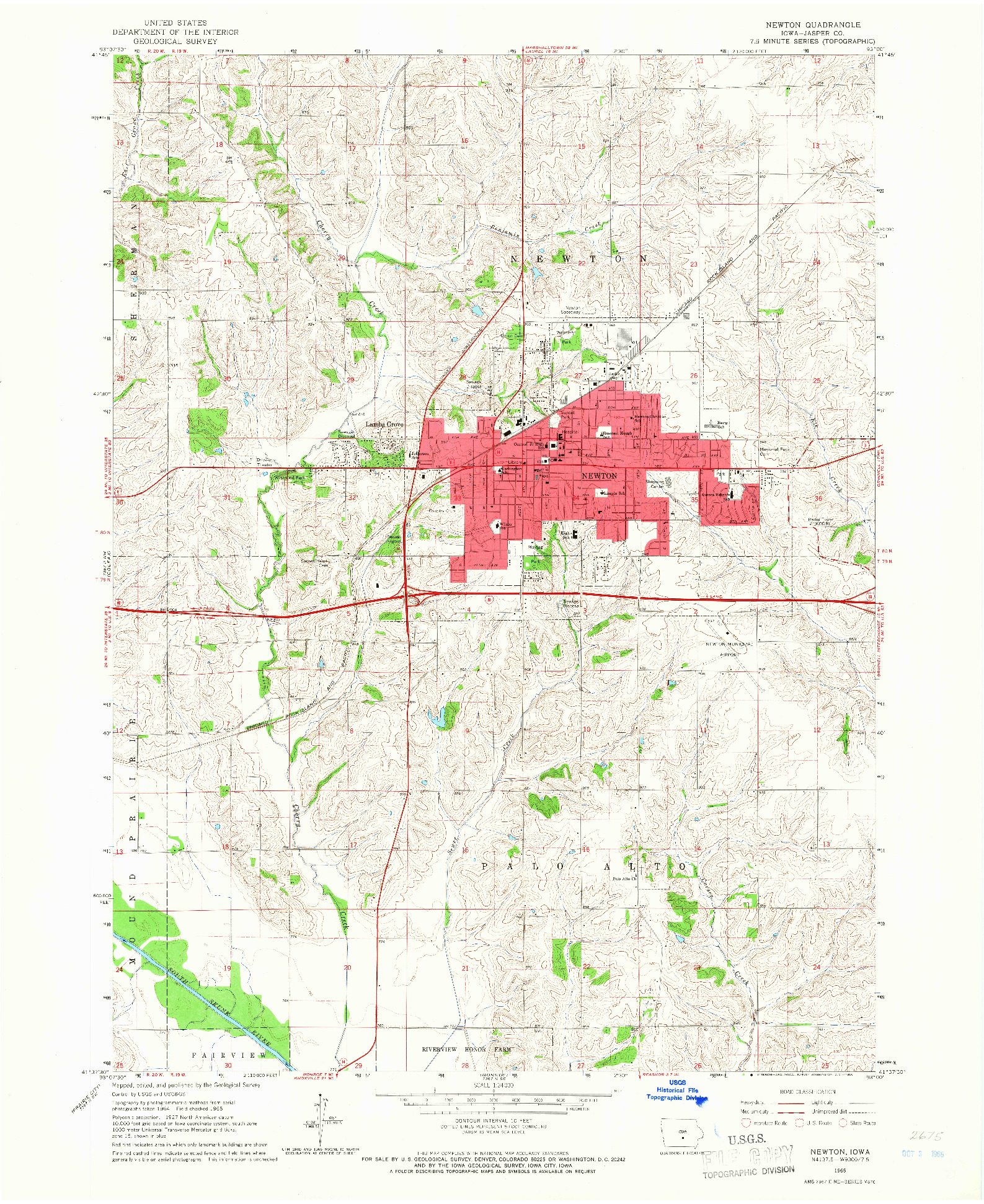 USGS 1:24000-SCALE QUADRANGLE FOR NEWTON, IA 1965