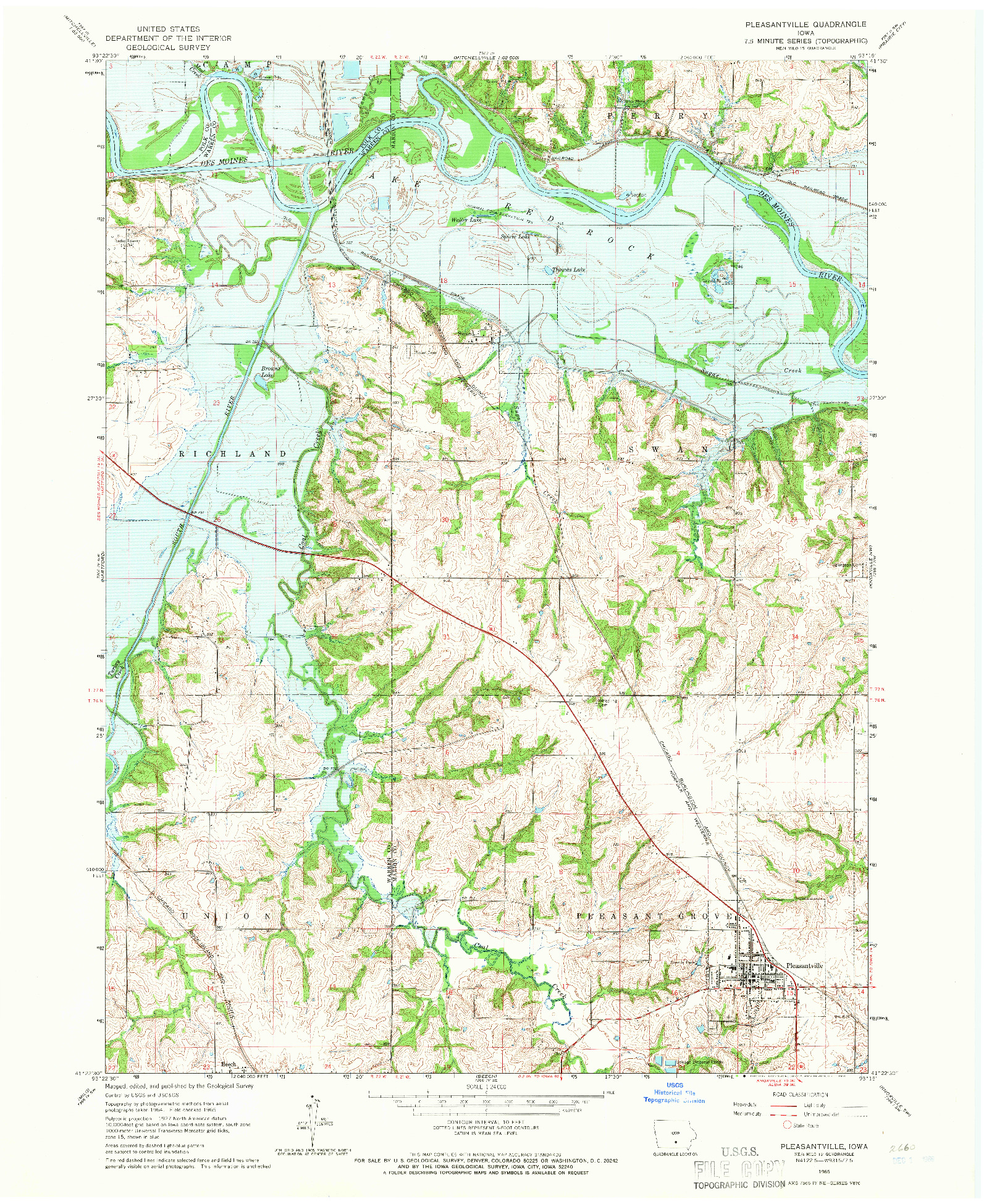 USGS 1:24000-SCALE QUADRANGLE FOR PLEASANTVILLE, IA 1965