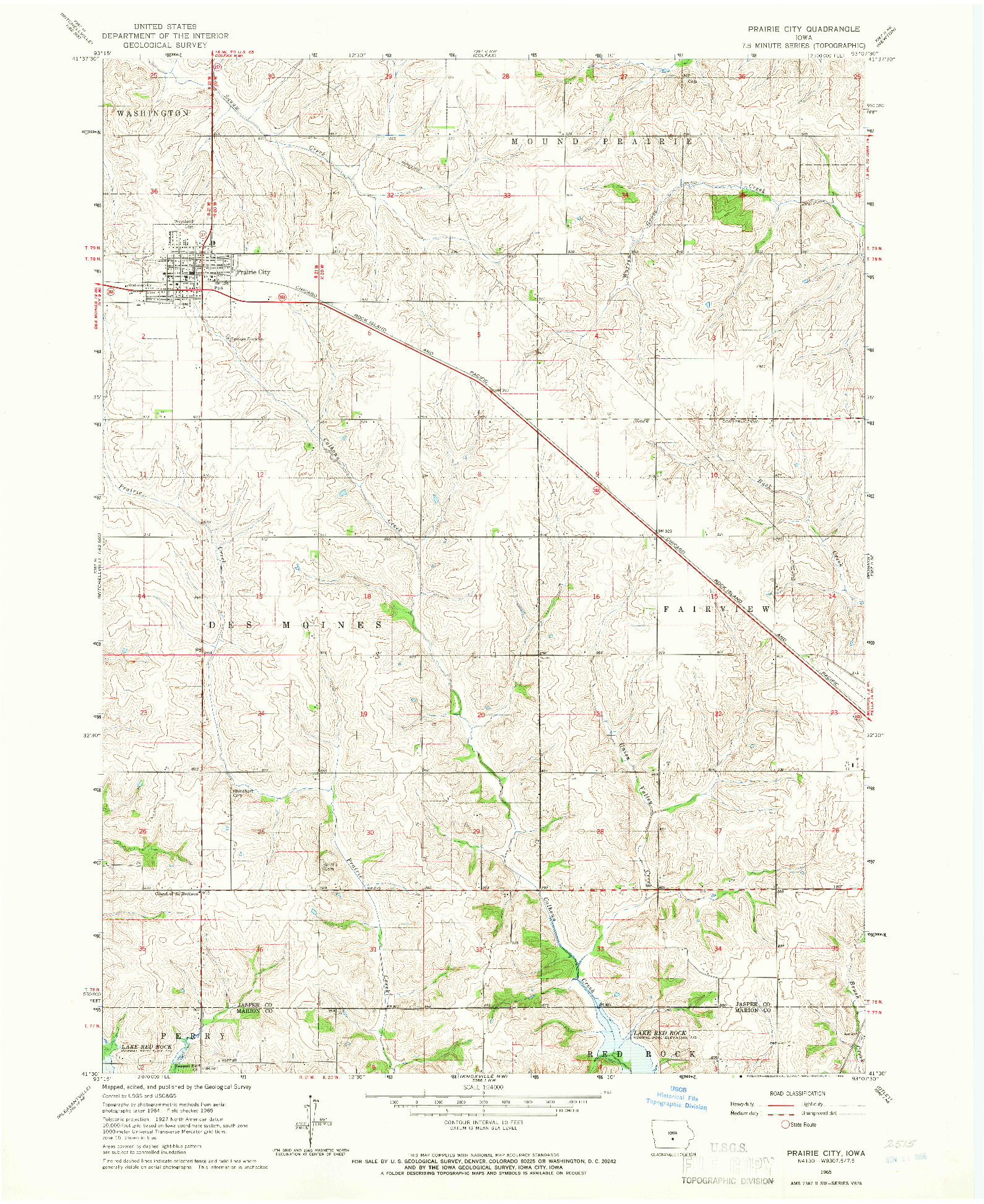 USGS 1:24000-SCALE QUADRANGLE FOR PRAIRIE CITY, IA 1965