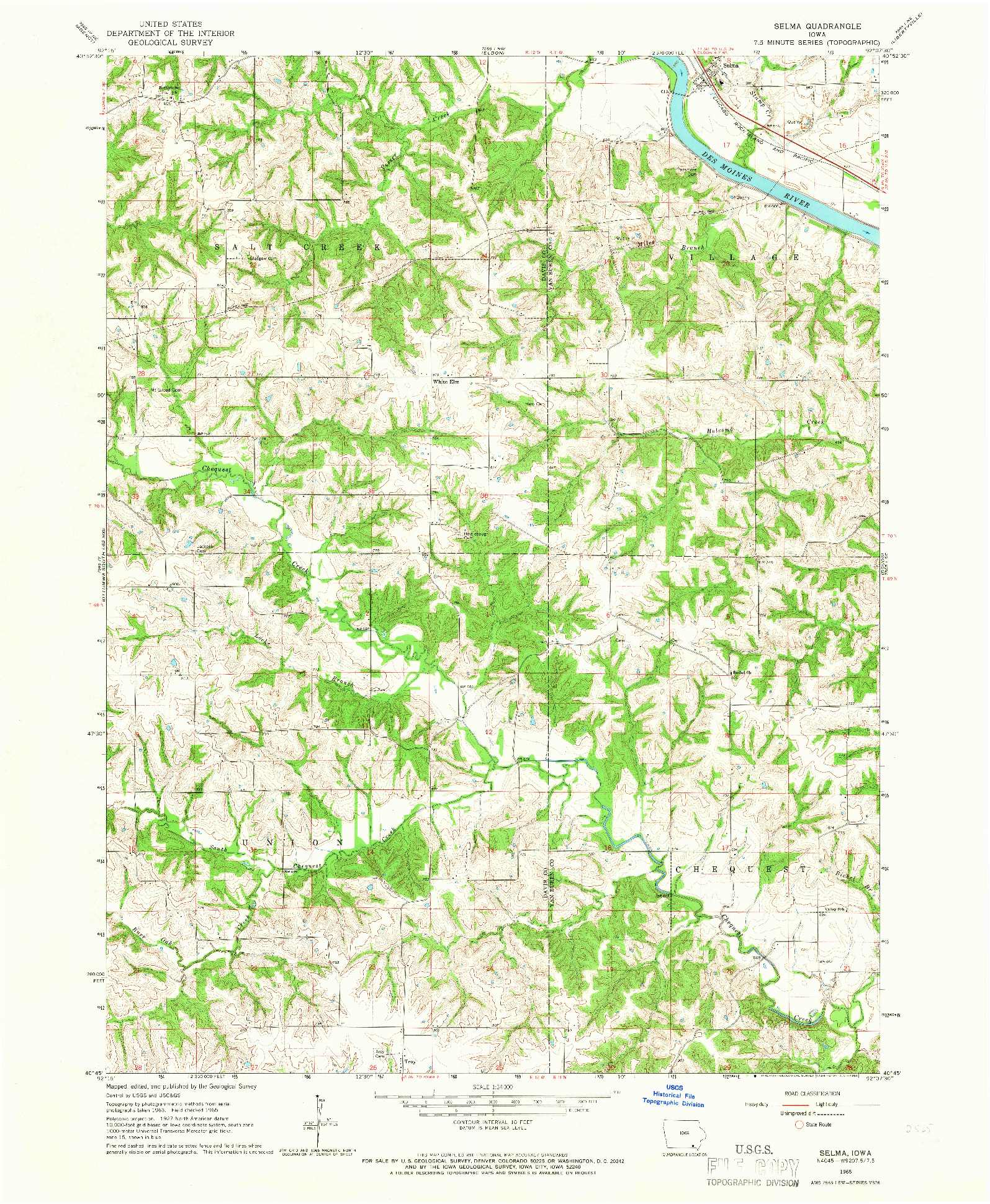 USGS 1:24000-SCALE QUADRANGLE FOR SELMA, IA 1965