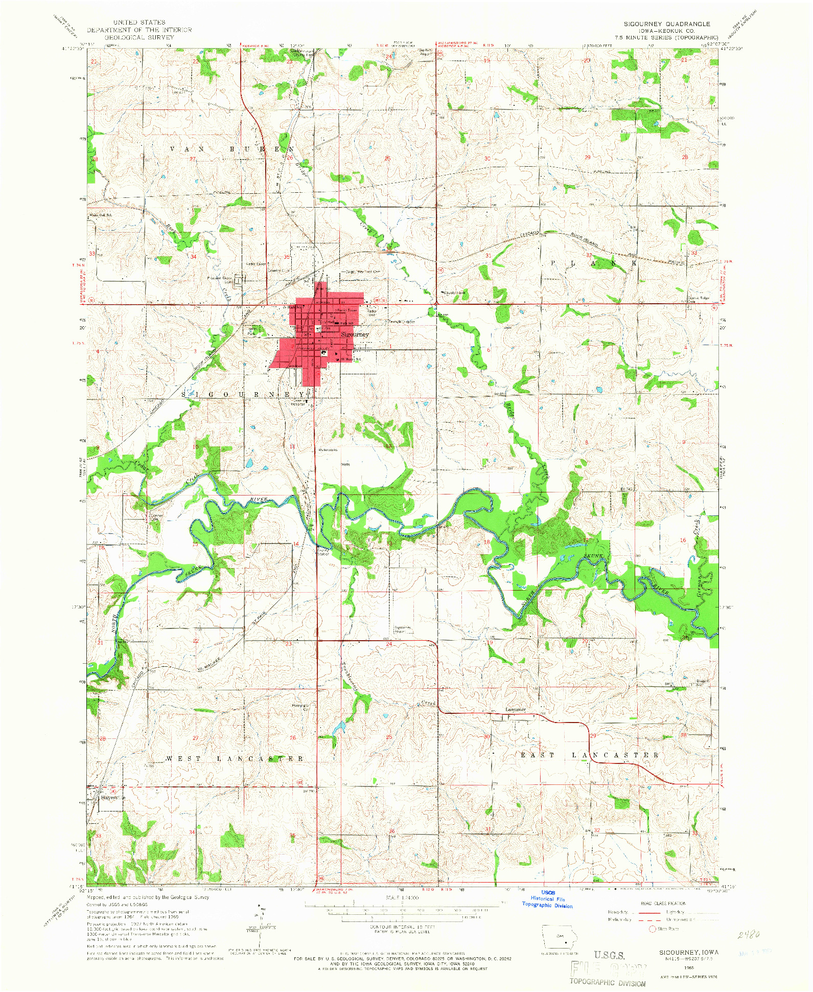 USGS 1:24000-SCALE QUADRANGLE FOR SIGOURNEY, IA 1965