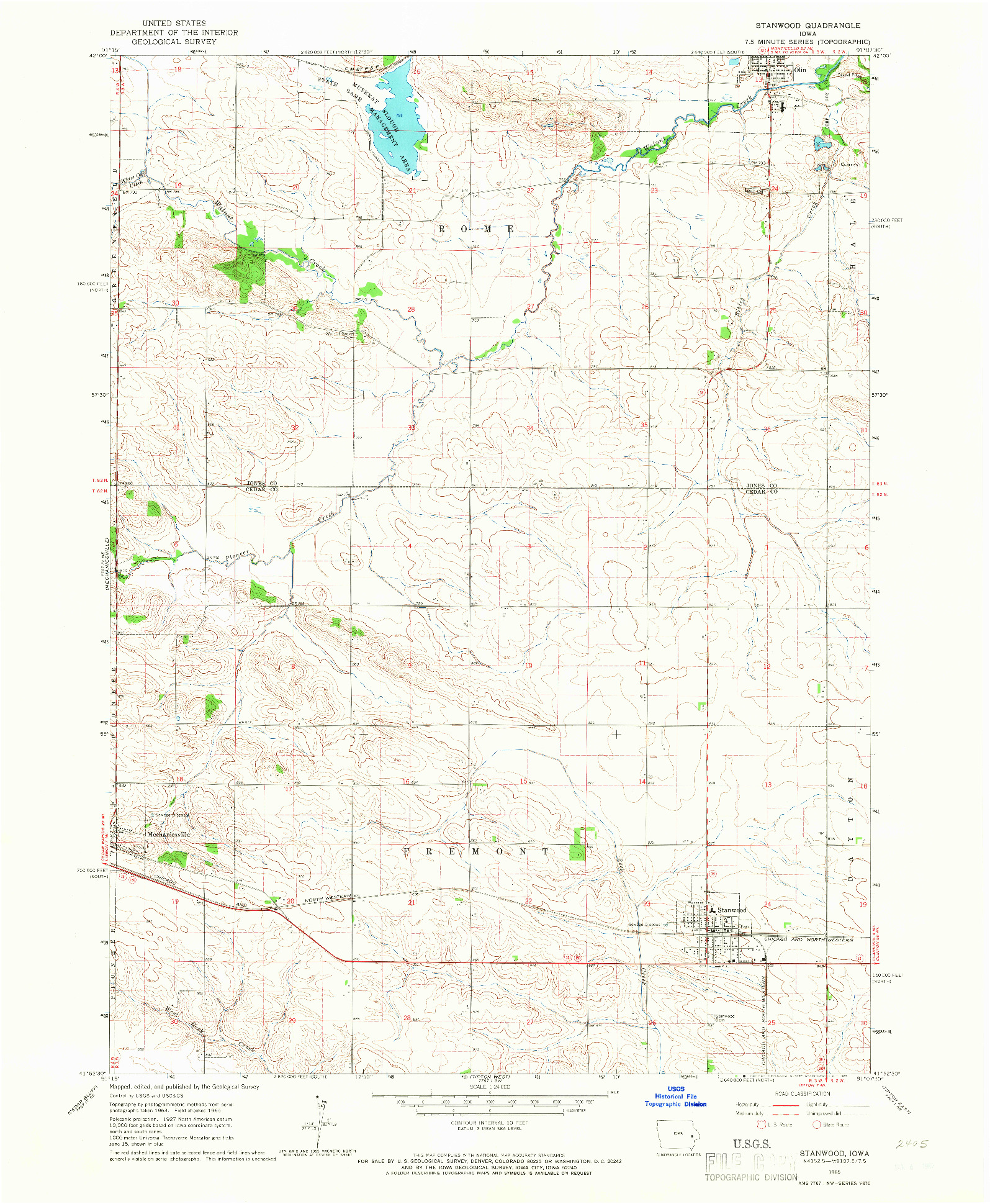 USGS 1:24000-SCALE QUADRANGLE FOR STANWOOD, IA 1965