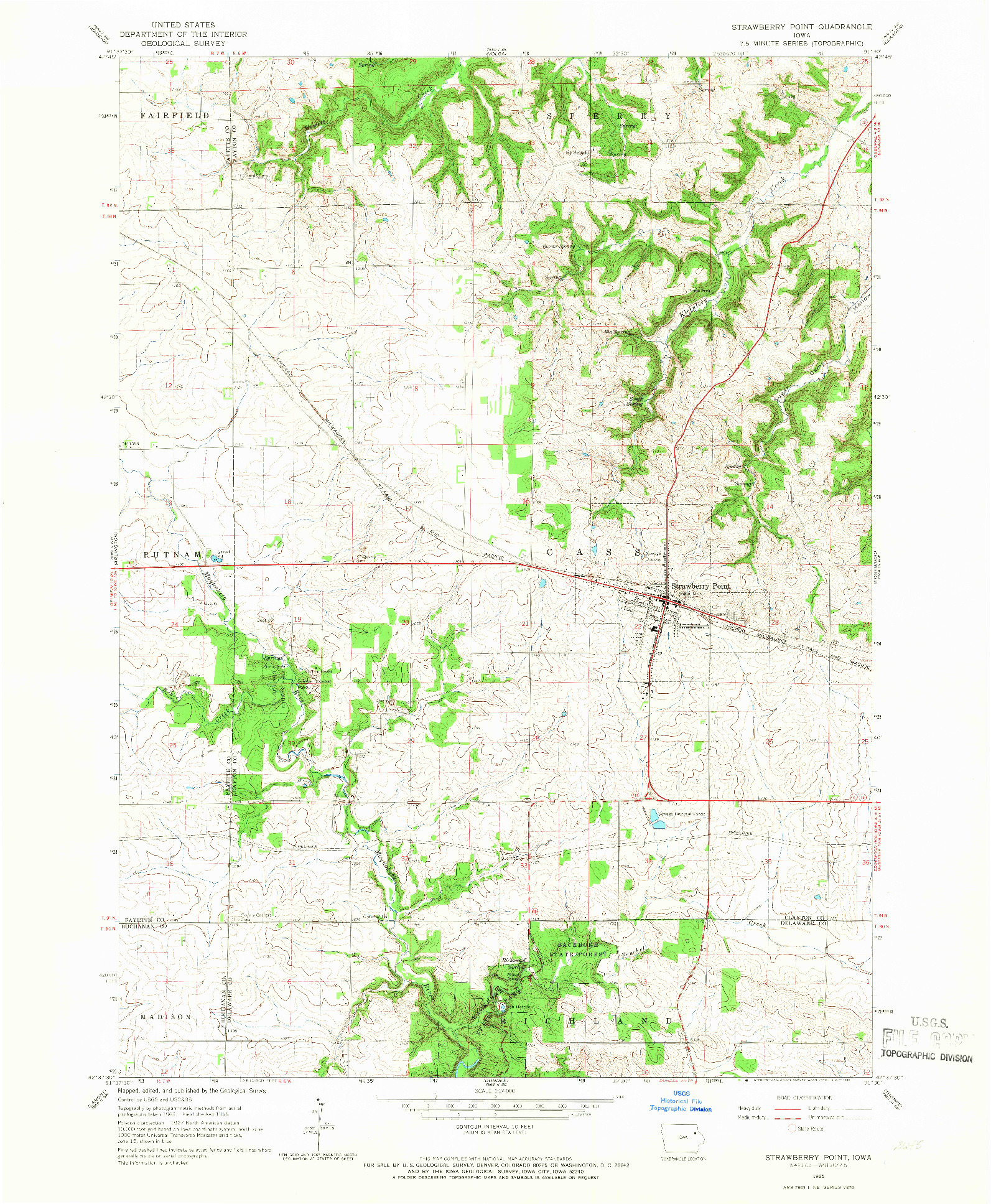 USGS 1:24000-SCALE QUADRANGLE FOR STRAWBERRY POINT, IA 1965