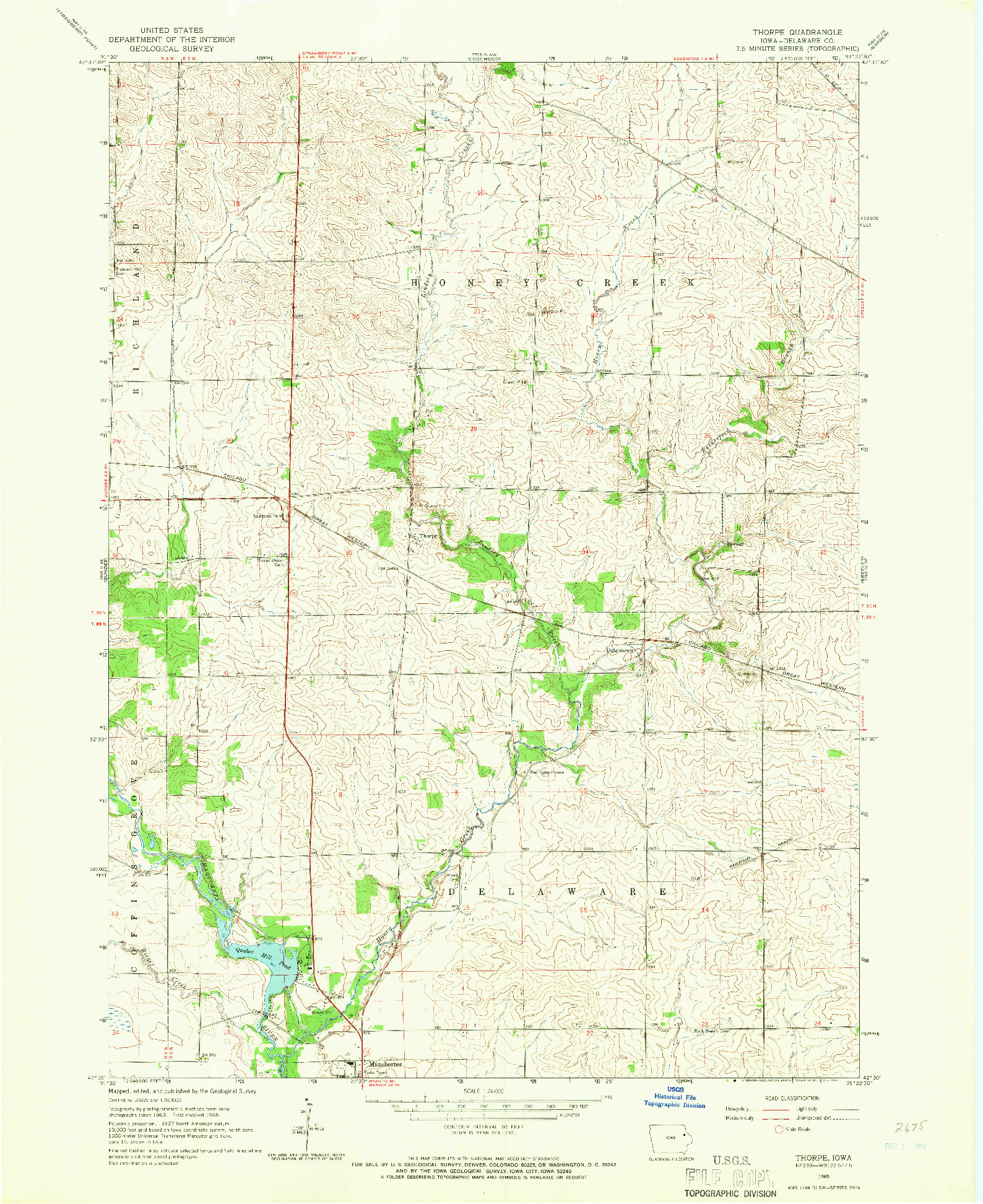 USGS 1:24000-SCALE QUADRANGLE FOR THORPE, IA 1965