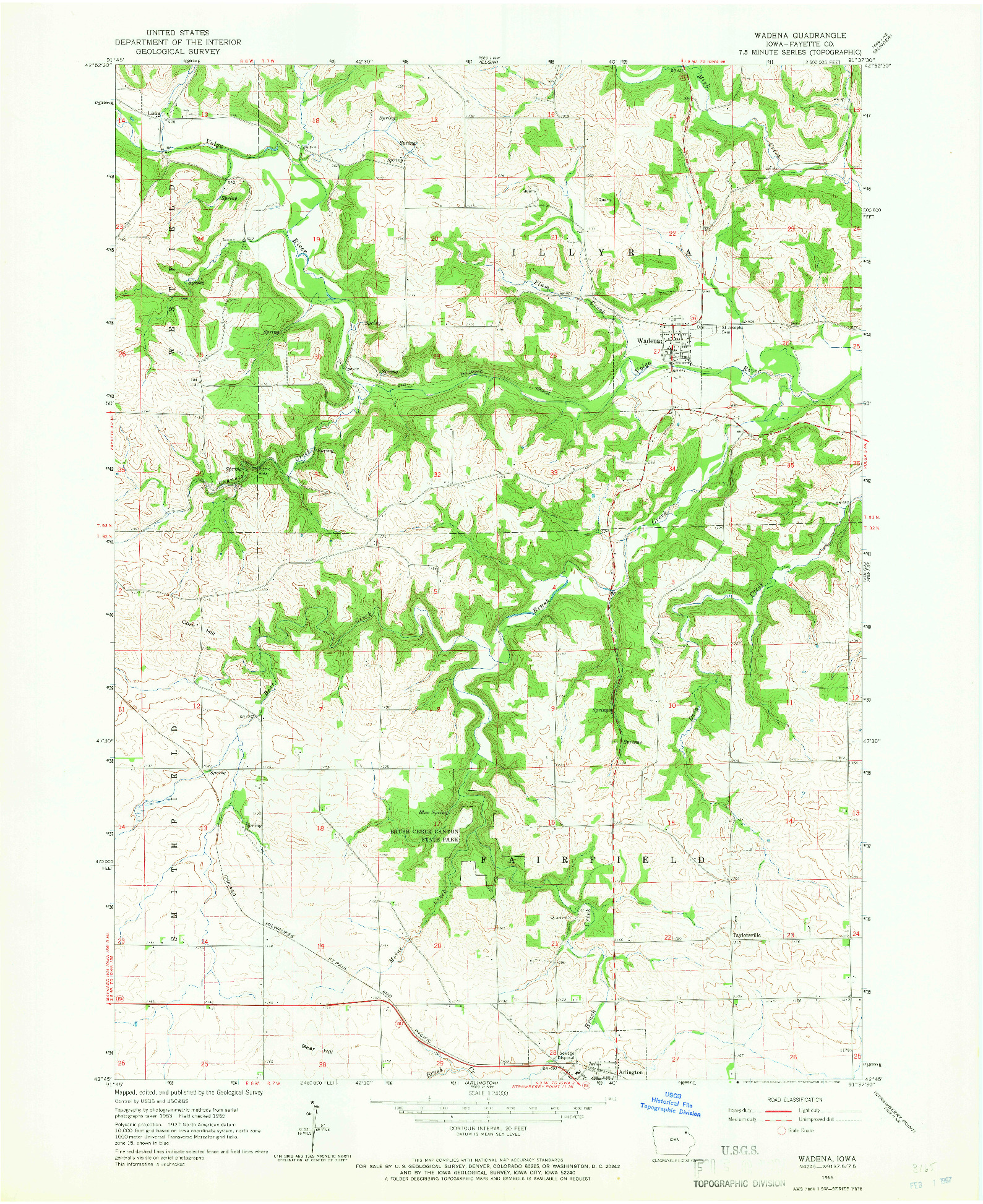 USGS 1:24000-SCALE QUADRANGLE FOR WADENA, IA 1965