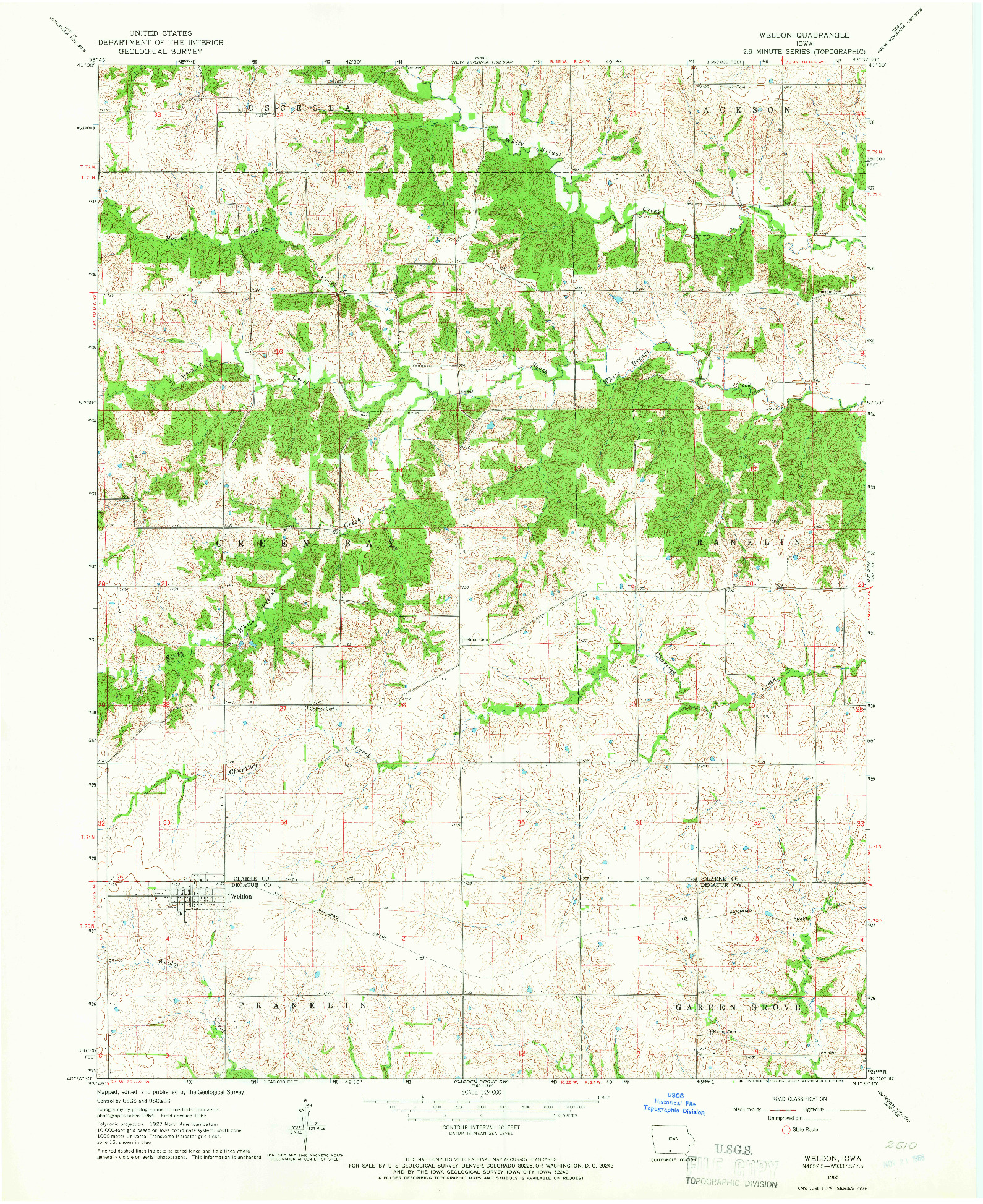 USGS 1:24000-SCALE QUADRANGLE FOR WELDON, IA 1965