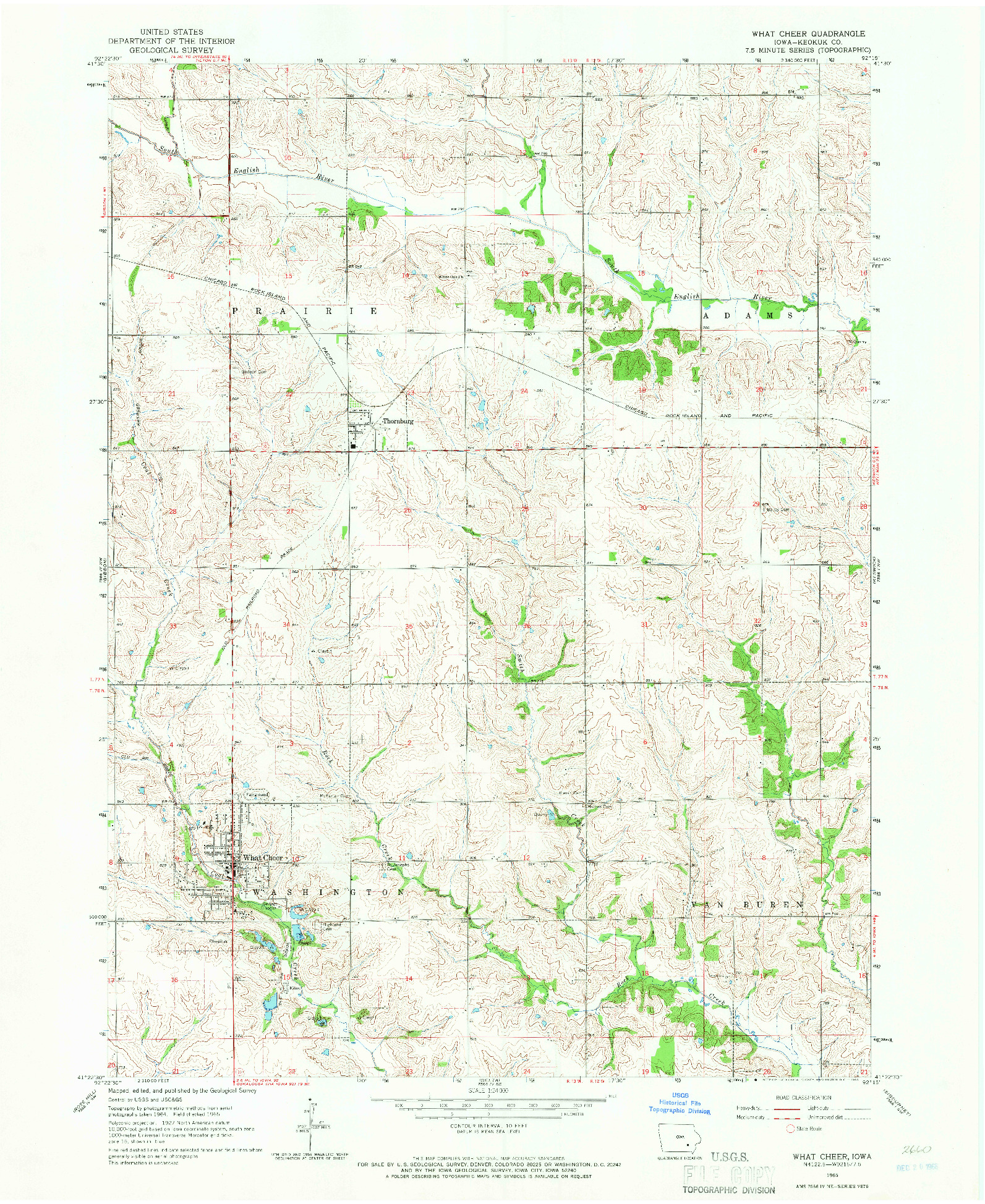 USGS 1:24000-SCALE QUADRANGLE FOR WHAT CHEER, IA 1965