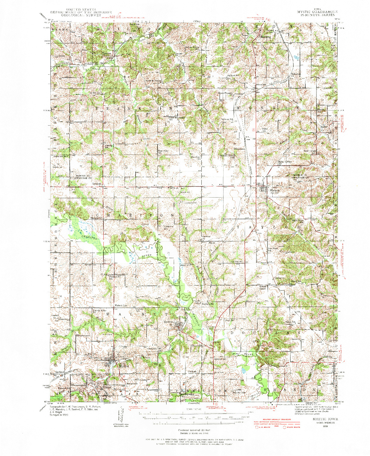 USGS 1:62500-SCALE QUADRANGLE FOR MYSTIC, IA 1939