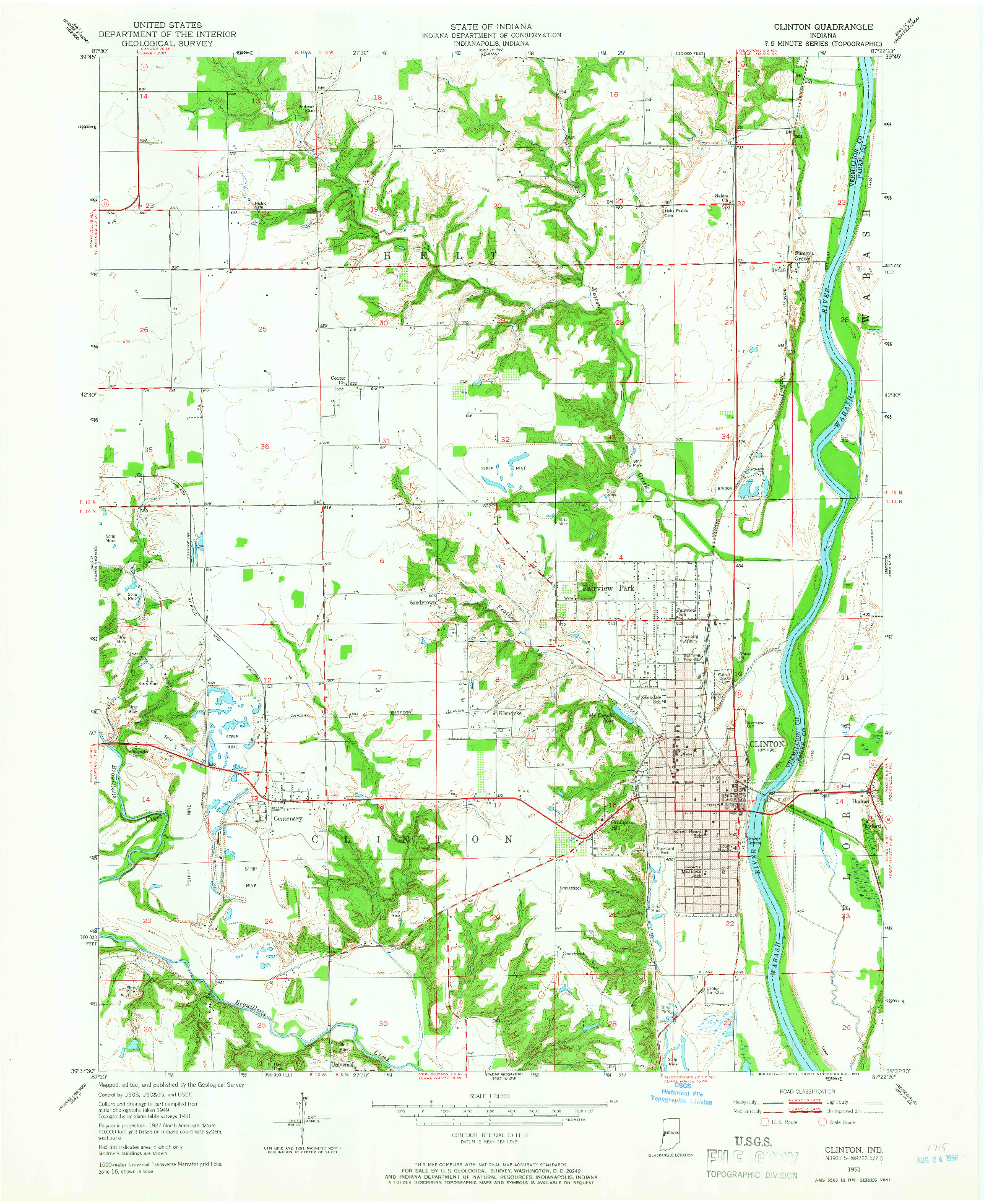 USGS 1:24000-SCALE QUADRANGLE FOR CLINTON, IN 1951