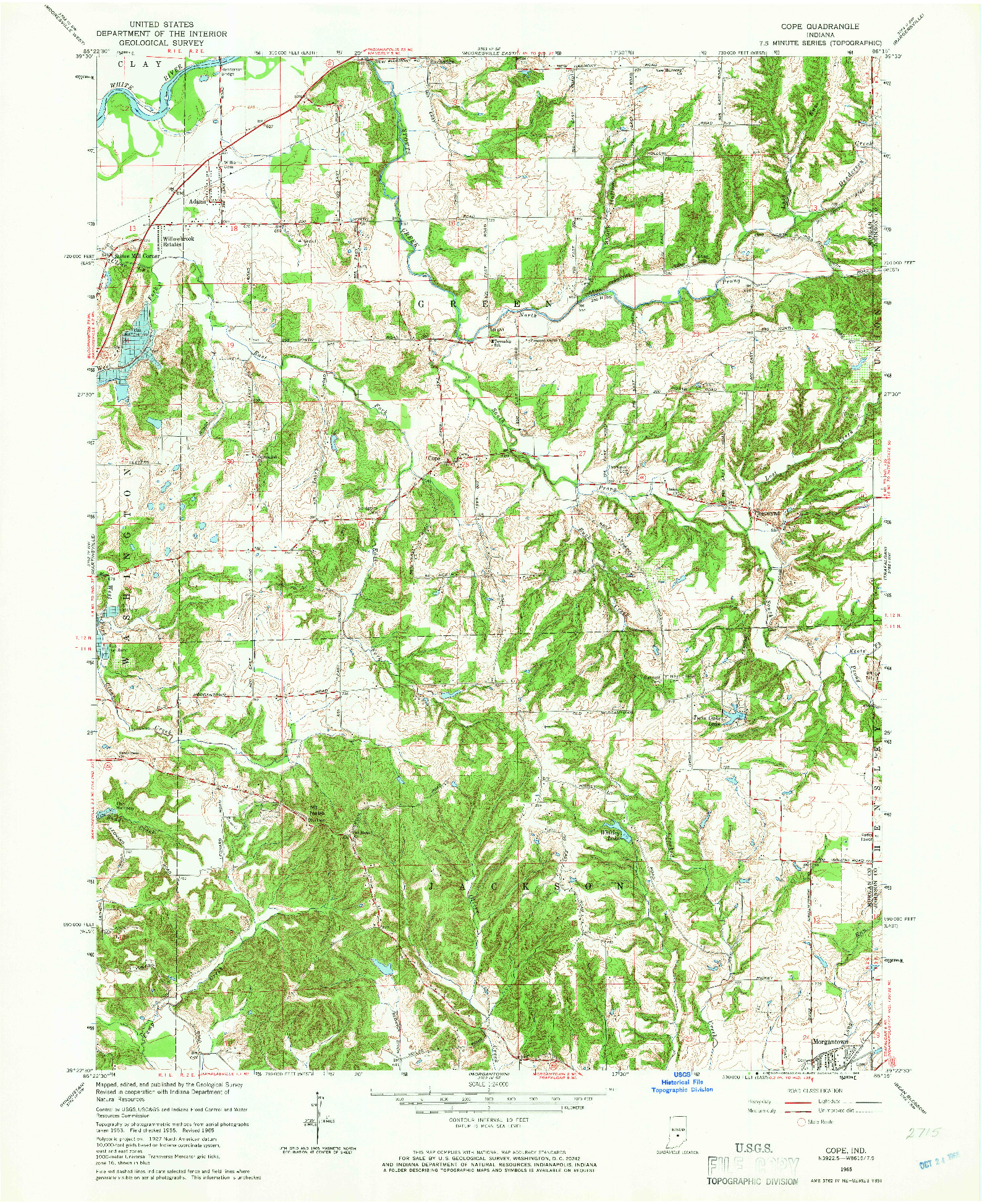 USGS 1:24000-SCALE QUADRANGLE FOR COPE, IN 1965