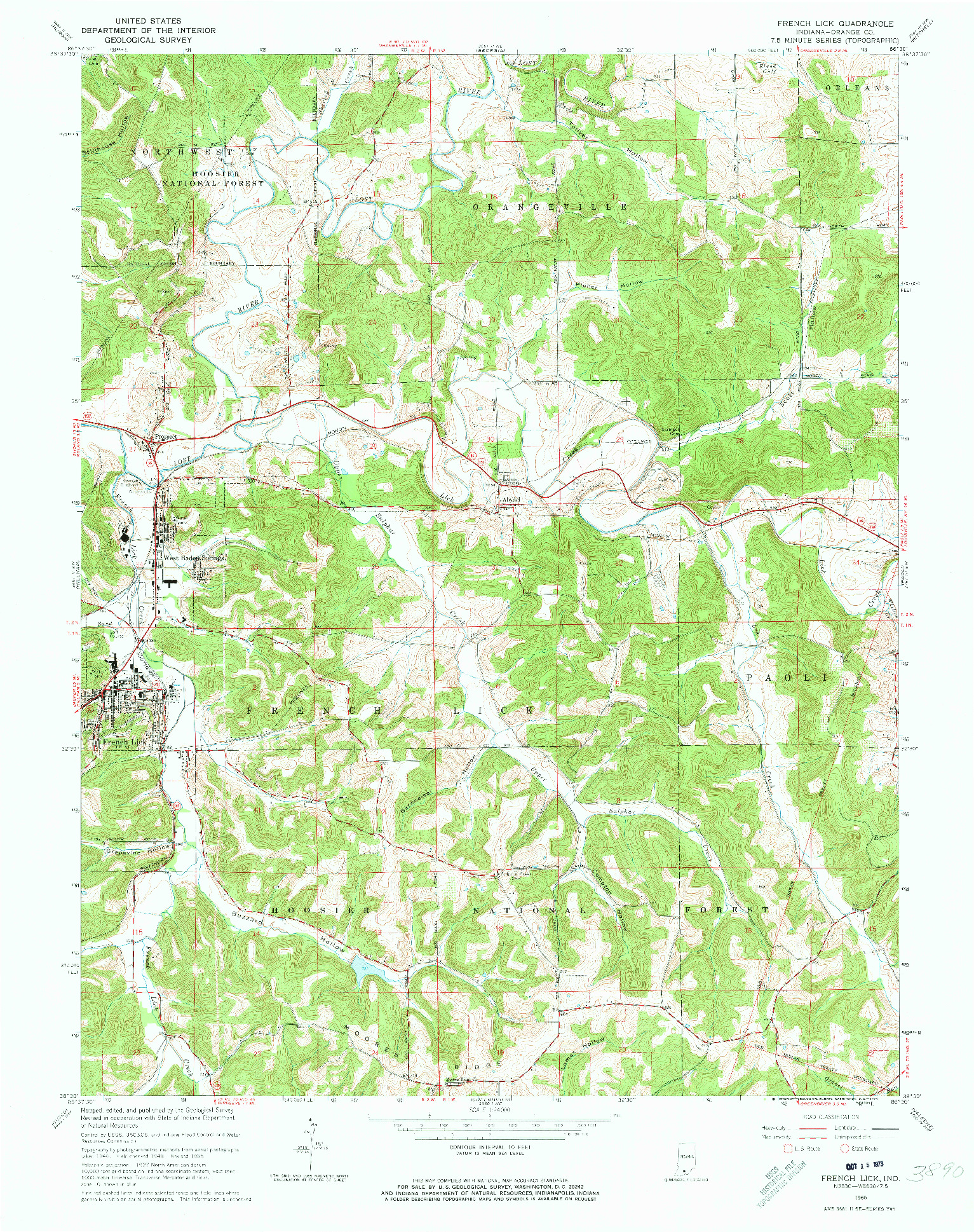 USGS 1:24000-SCALE QUADRANGLE FOR FRENCH LICK, IN 1965