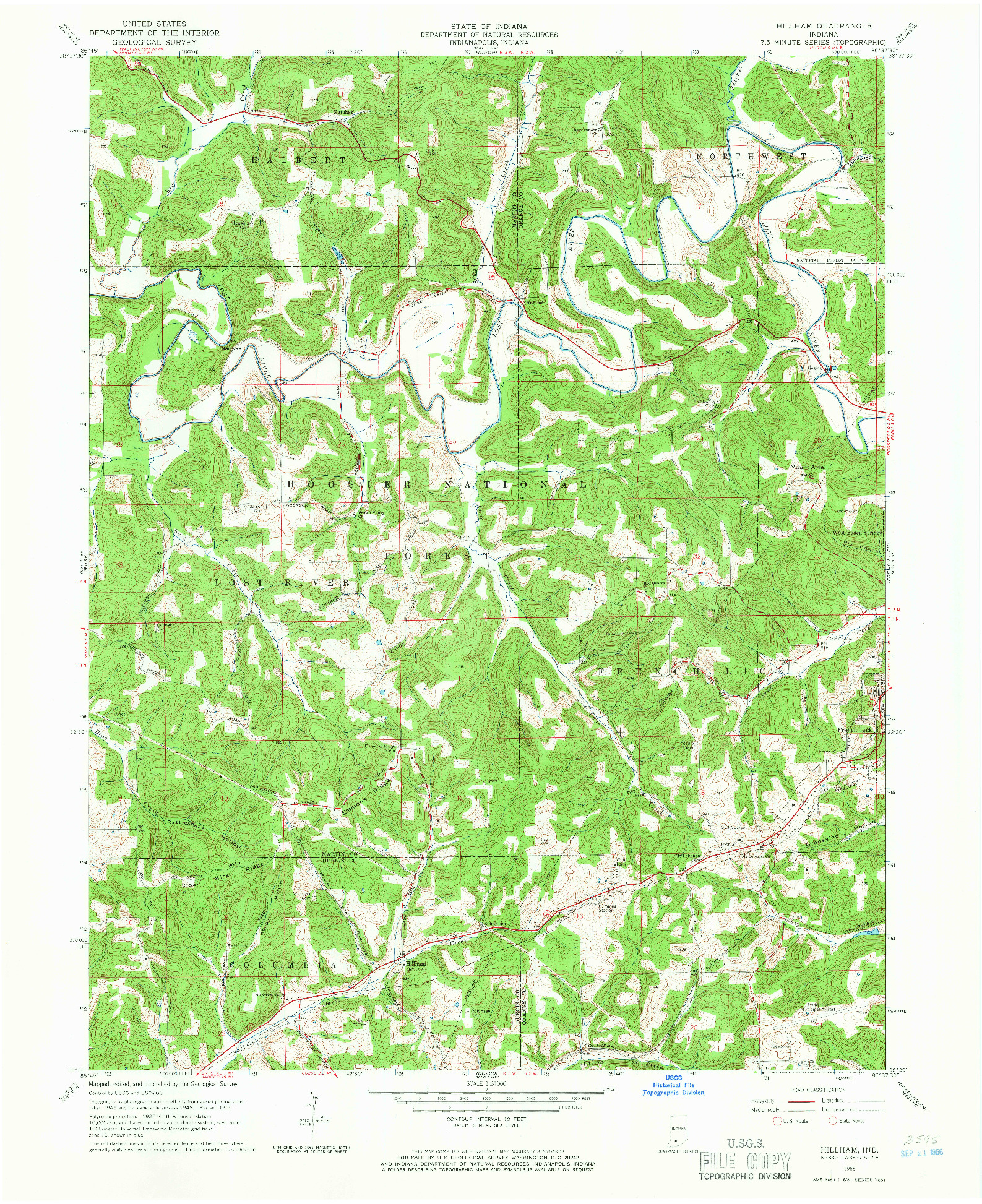 USGS 1:24000-SCALE QUADRANGLE FOR HILLHAM, IN 1965