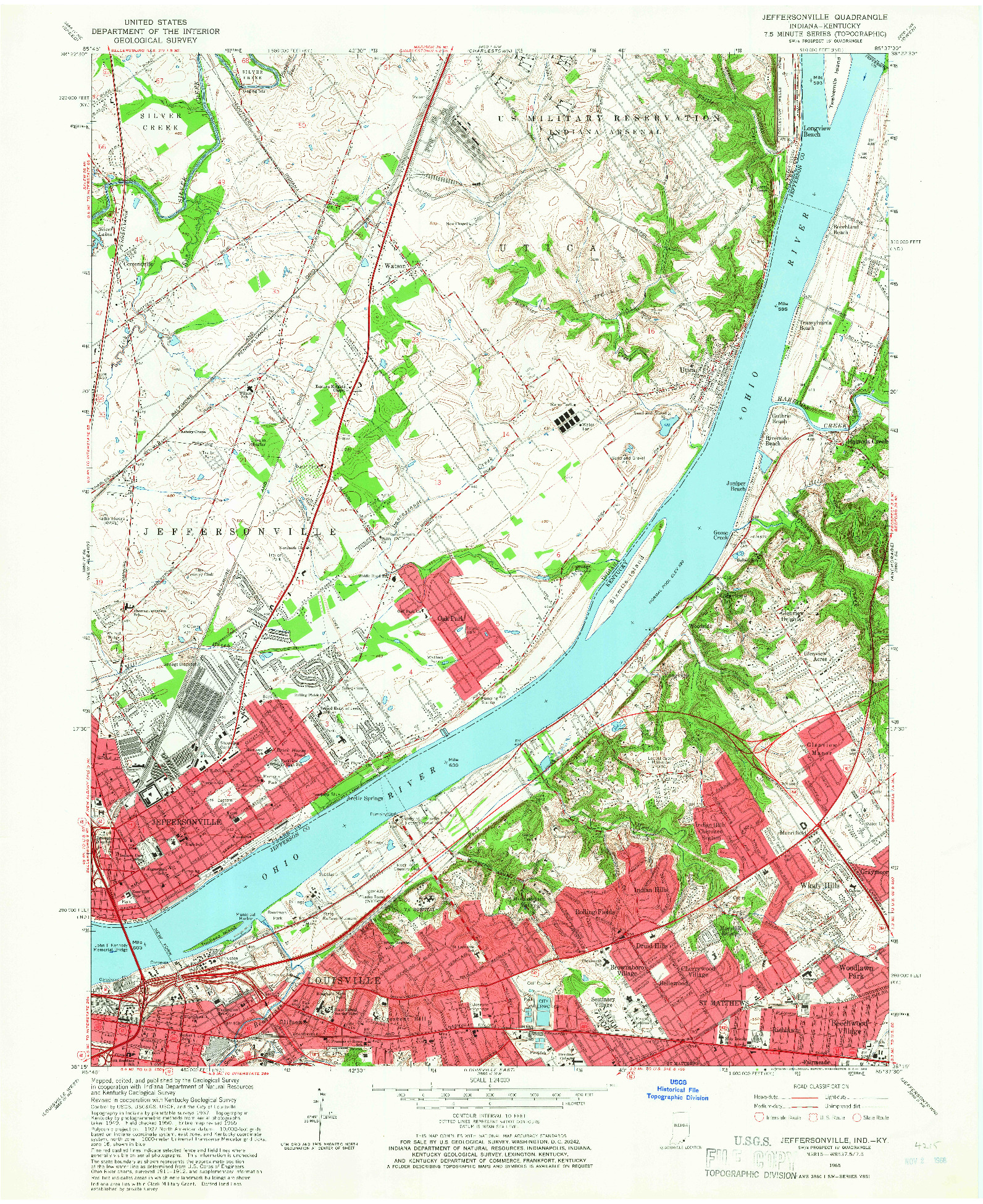 USGS 1:24000-SCALE QUADRANGLE FOR JEFFERSONVILLE, IN 1965