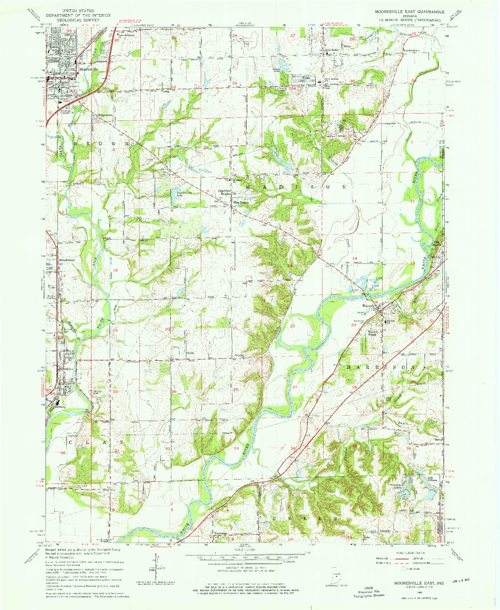 USGS 1:24000-SCALE QUADRANGLE FOR MOORESVILLE EAST, IN 1965