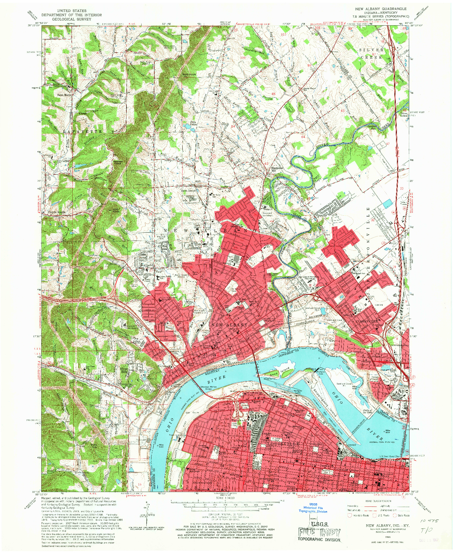 USGS 1:24000-SCALE QUADRANGLE FOR NEW ALBANY, IN 1965