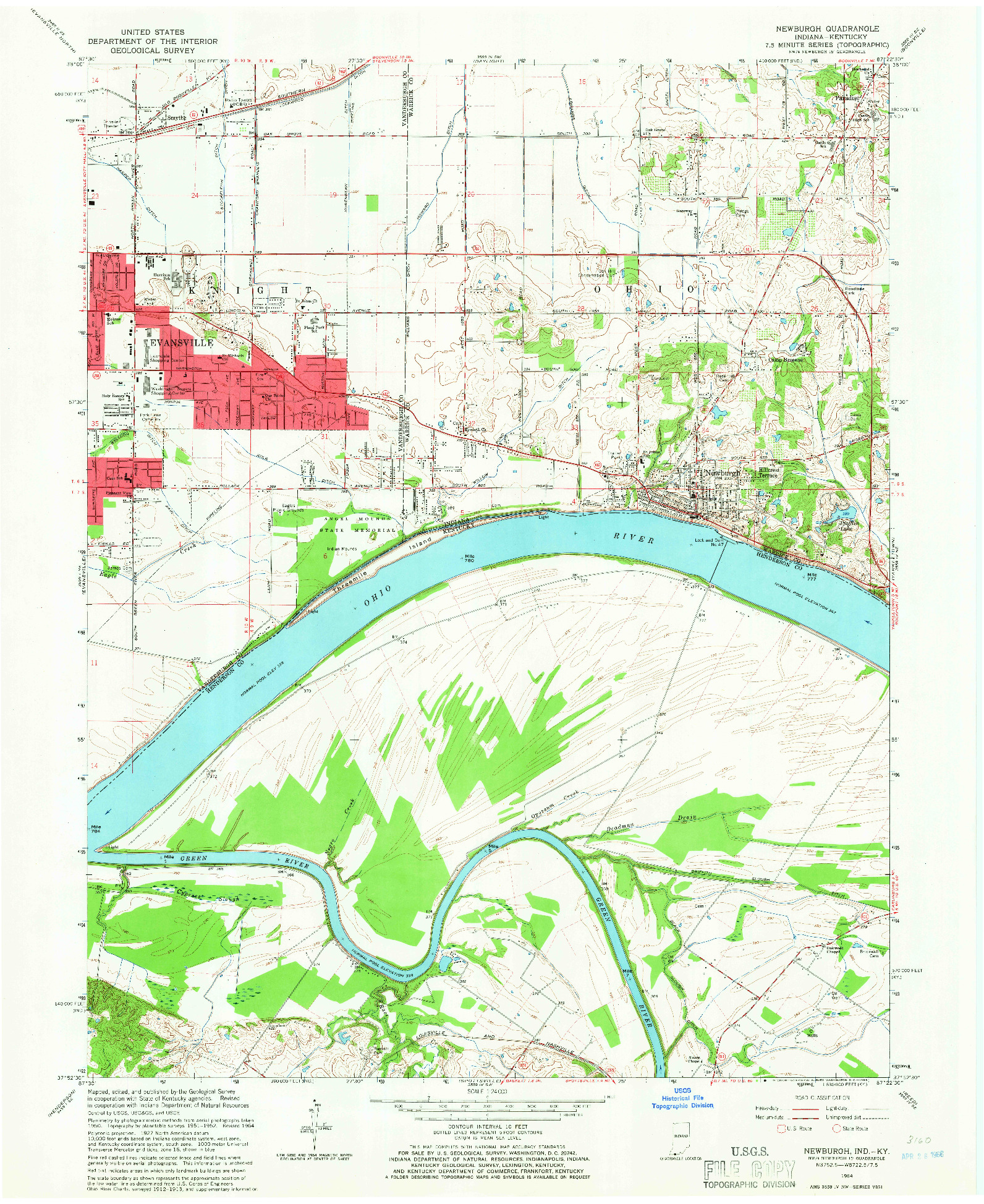 USGS 1:24000-SCALE QUADRANGLE FOR NEWBURGH, IN 1964