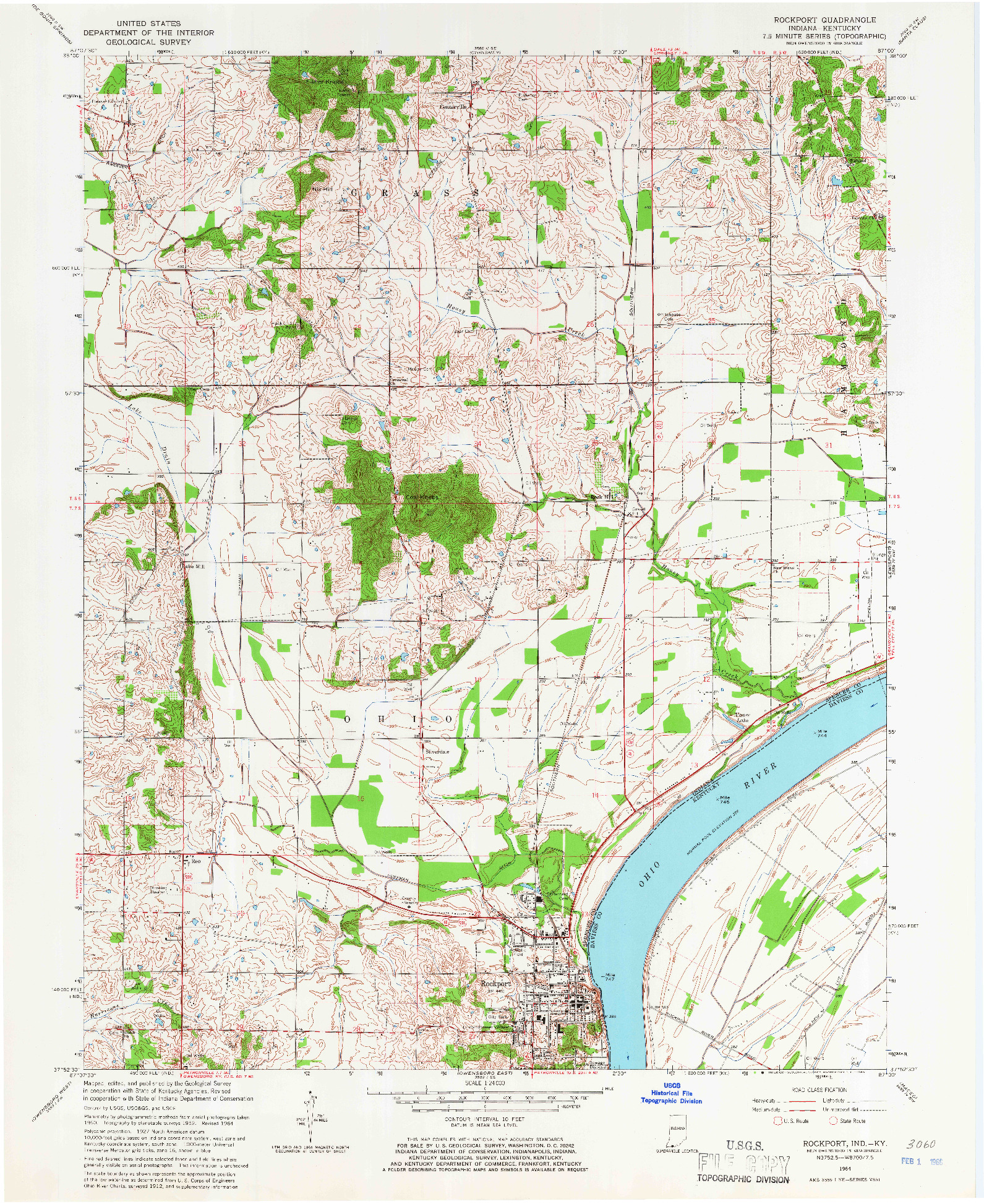 USGS 1:24000-SCALE QUADRANGLE FOR ROCKPORT, IN 1964