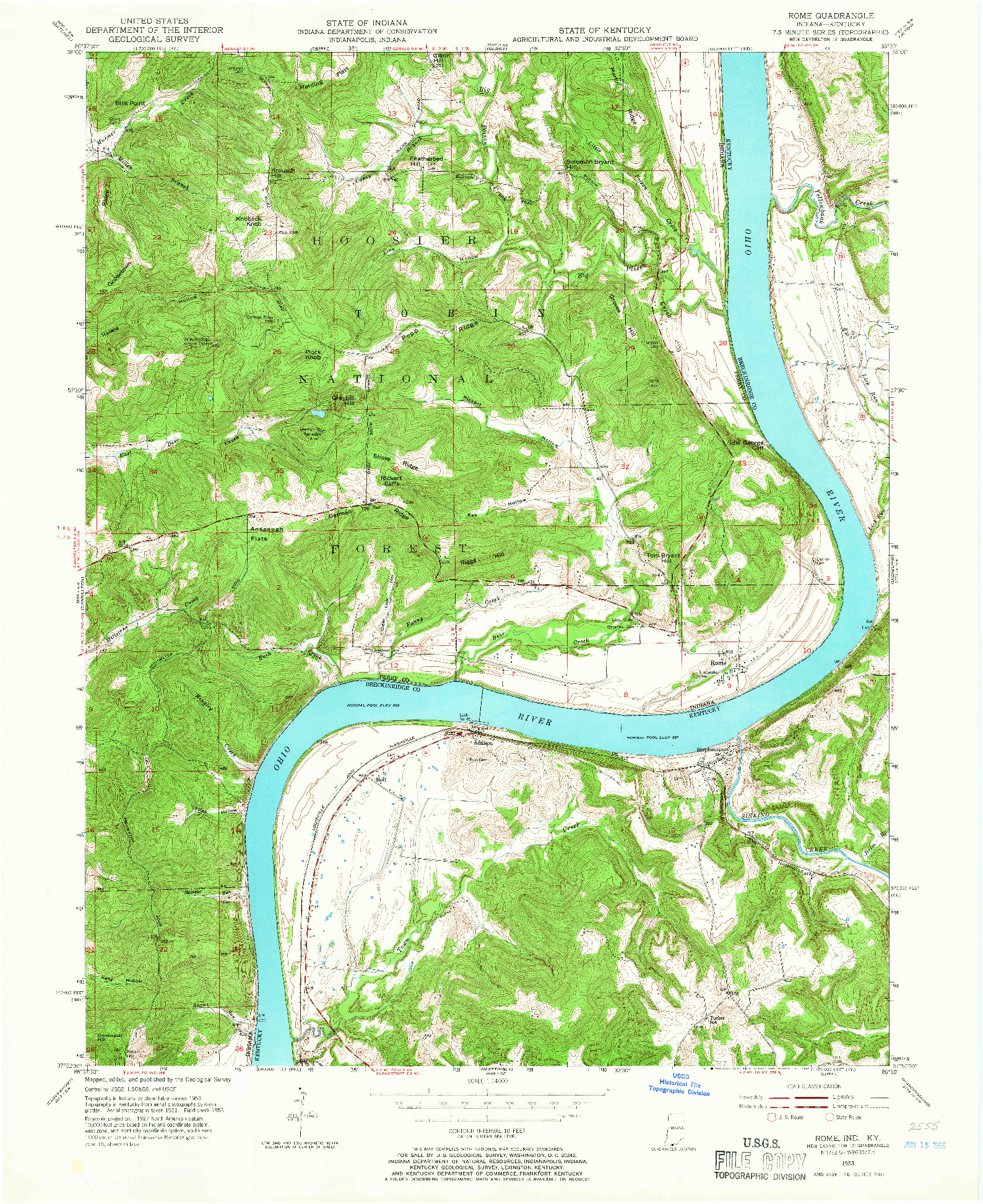 USGS 1:24000-SCALE QUADRANGLE FOR ROME, IN 1953