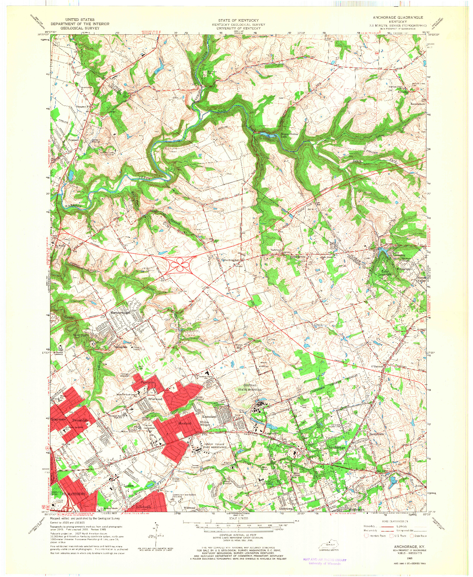 USGS 1:24000-SCALE QUADRANGLE FOR ANCHORAGE, KY 1965