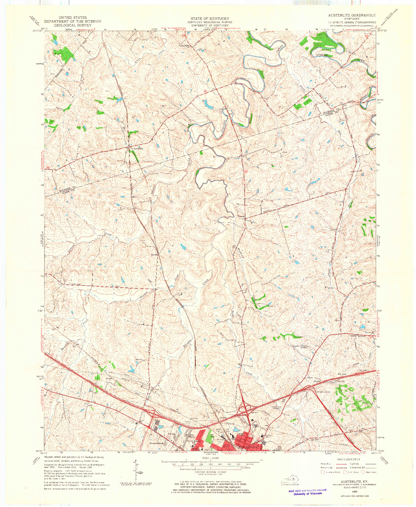 USGS 1:24000-SCALE QUADRANGLE FOR AUSTERLITZ, KY 1965