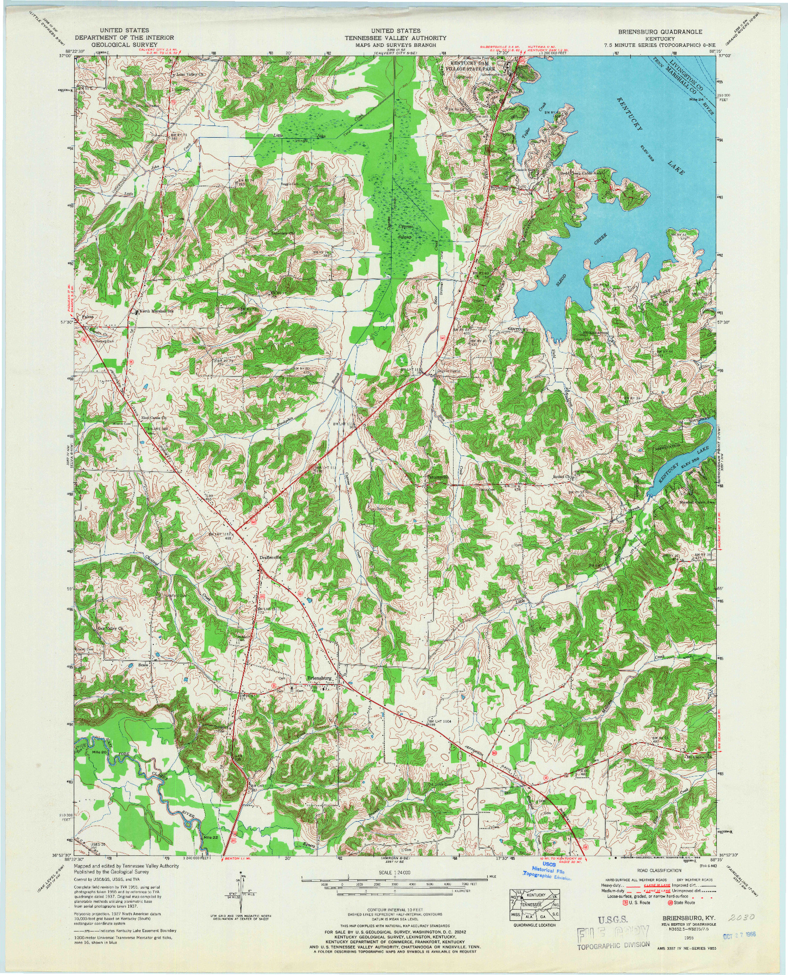 USGS 1:24000-SCALE QUADRANGLE FOR BRIENSBURG, KY 1955