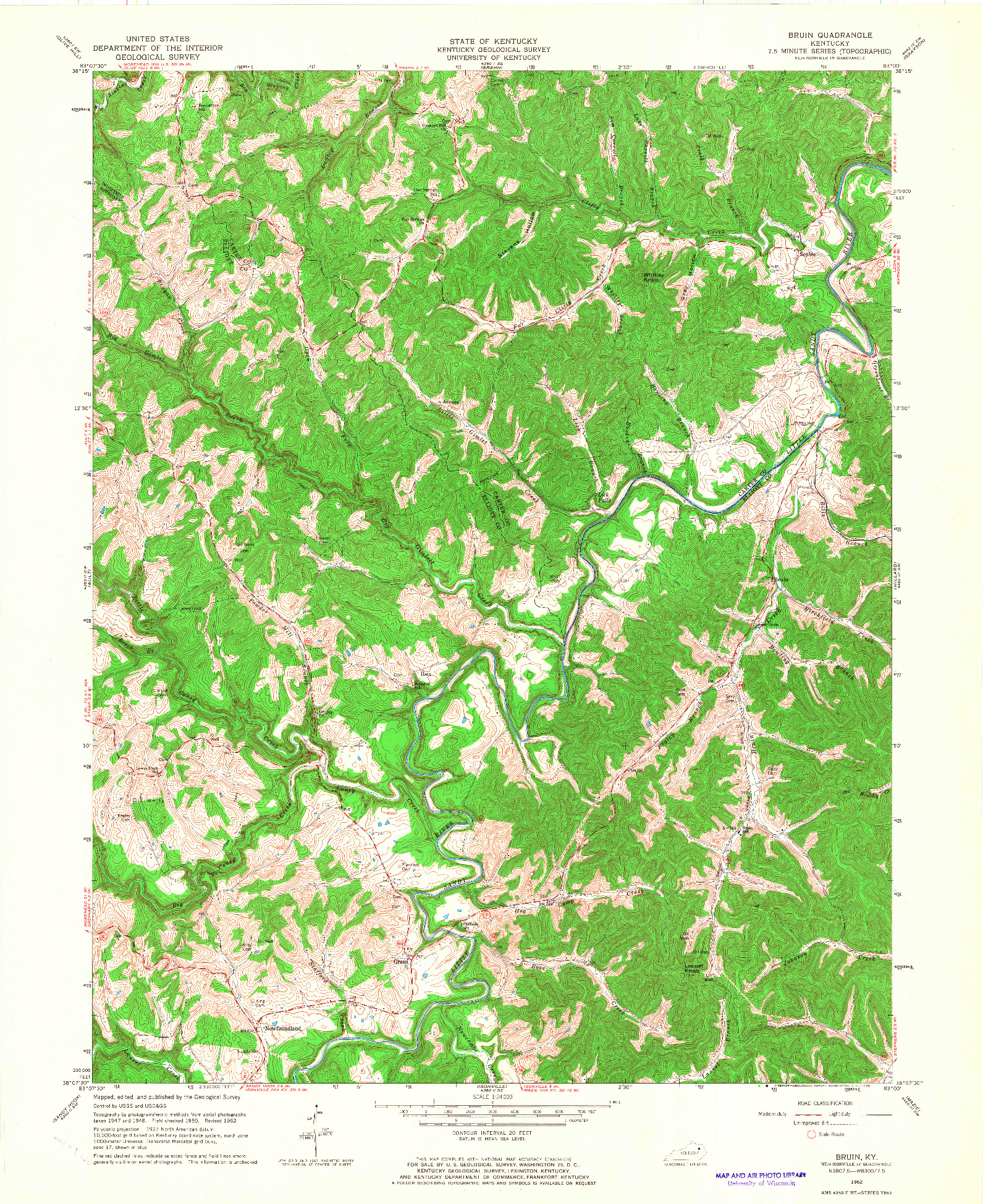 USGS 1:24000-SCALE QUADRANGLE FOR BRUIN, KY 1962