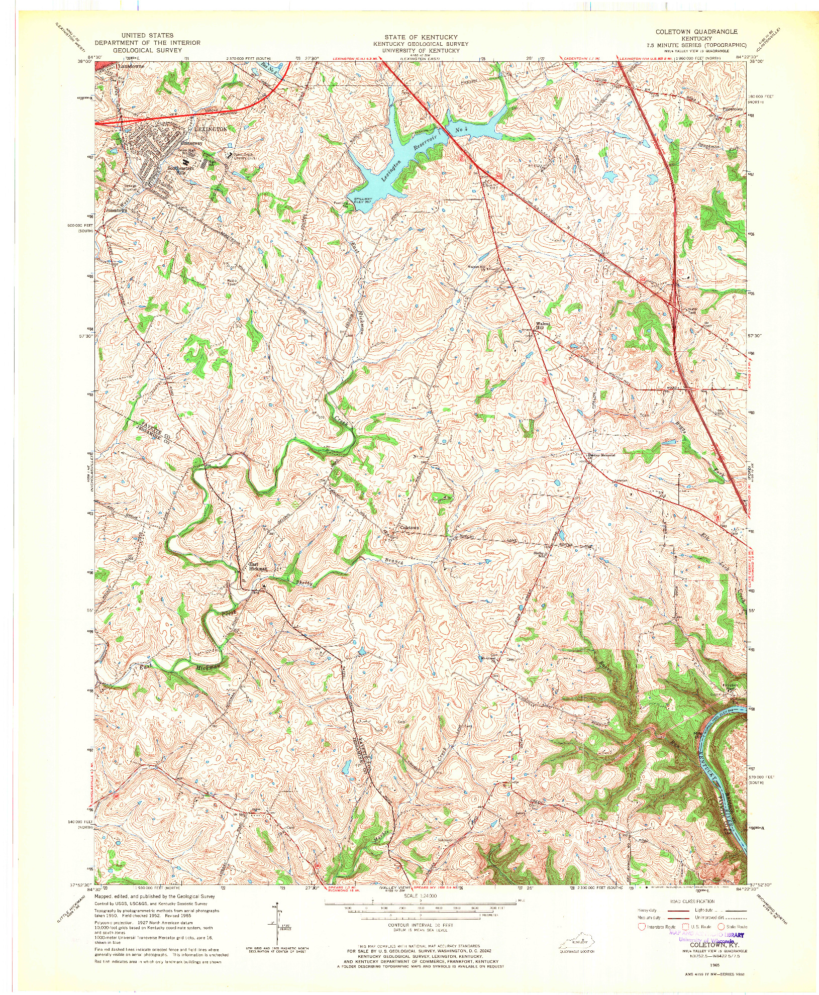 USGS 1:24000-SCALE QUADRANGLE FOR COLETOWN, KY 1965